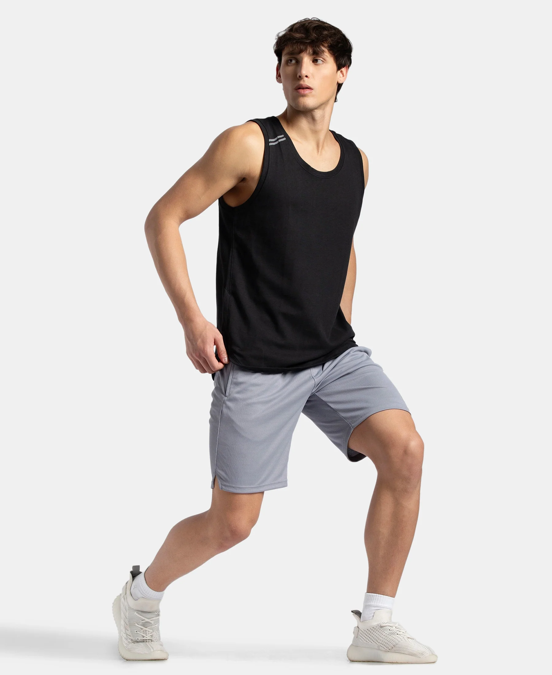 Lightweight and Breathable Microfiber Shorts with StayFresh Treatment - Grey - Image 6