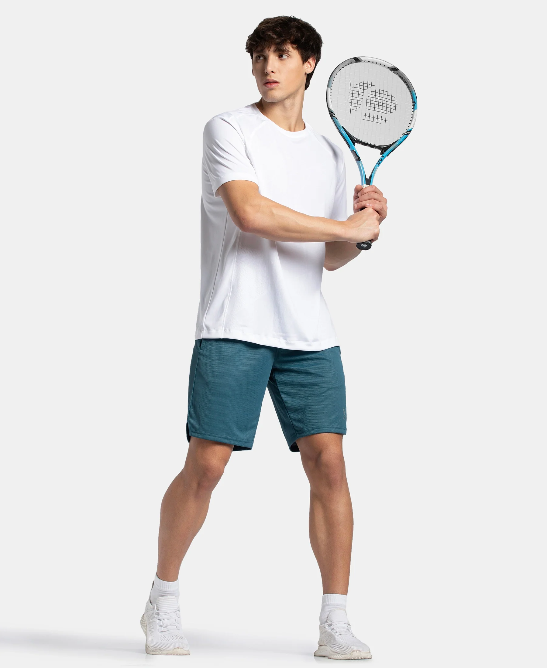 Lightweight and Breathable Microfiber Shorts with StayFresh Treatment - Indian Teal - Image 6