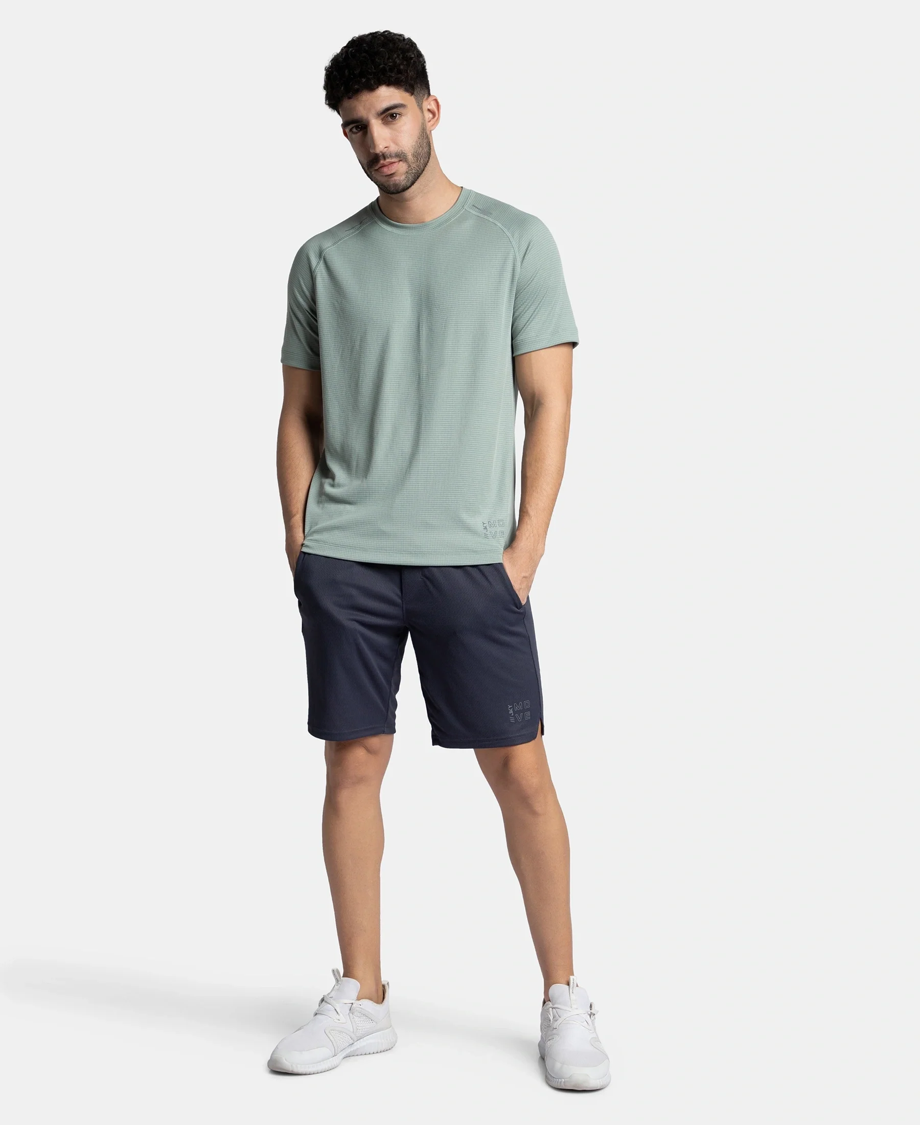 Lightweight Microfiber Solid Round Neck Half Sleeve T-Shirt with Breathable Mesh - Iceberg Green - Image 4