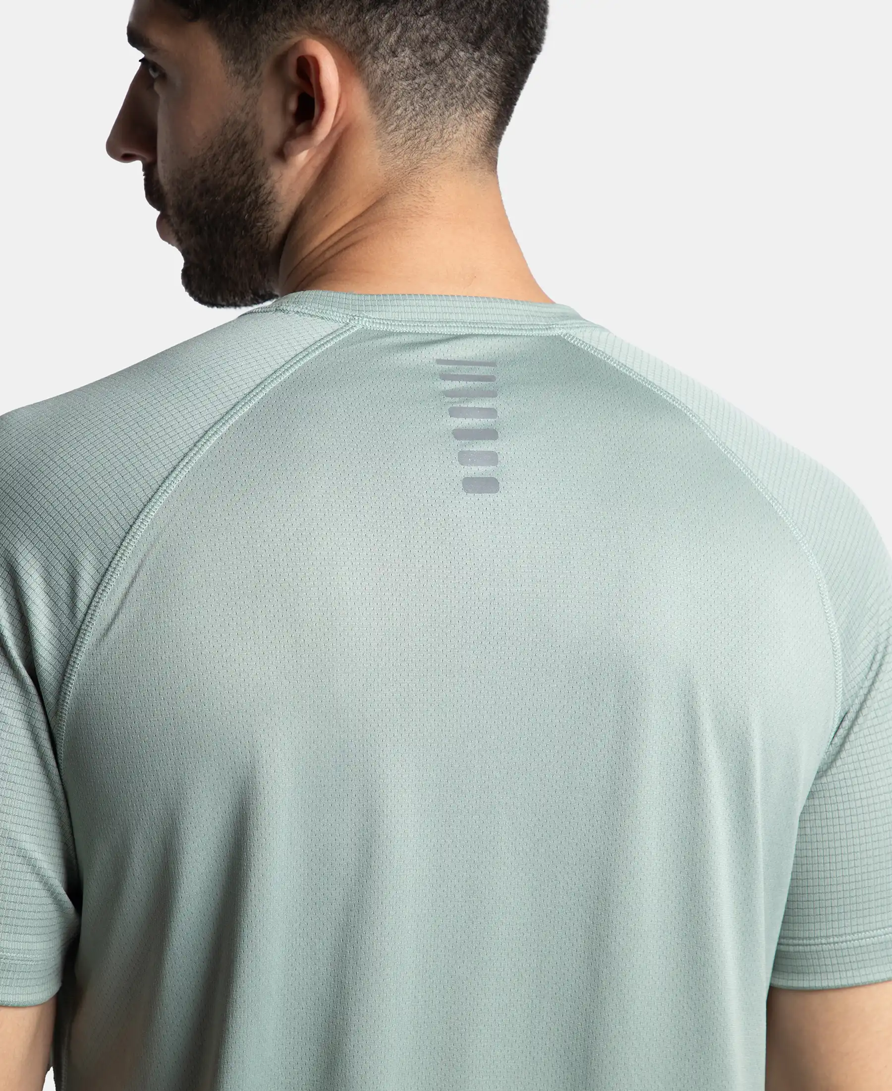 Lightweight Microfiber Solid Round Neck Half Sleeve T-Shirt with Breathable Mesh - Iceberg Green - Image 7