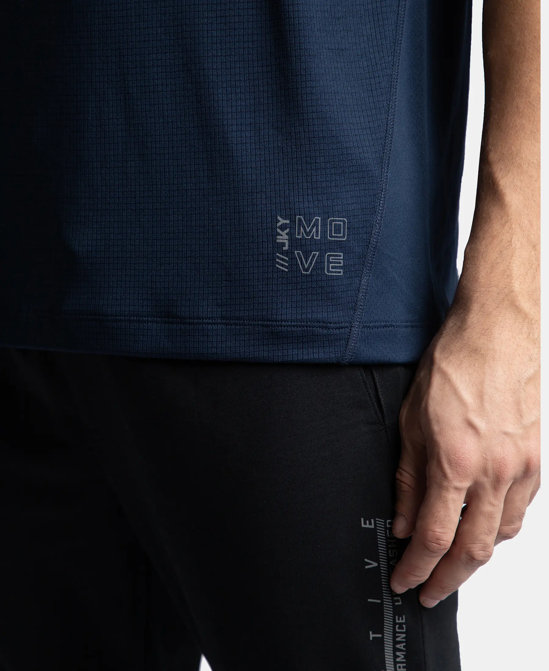 Lightweight Microfiber Solid Round Neck Half Sleeve T-Shirt with Breathable Mesh - Navy - Image 9
