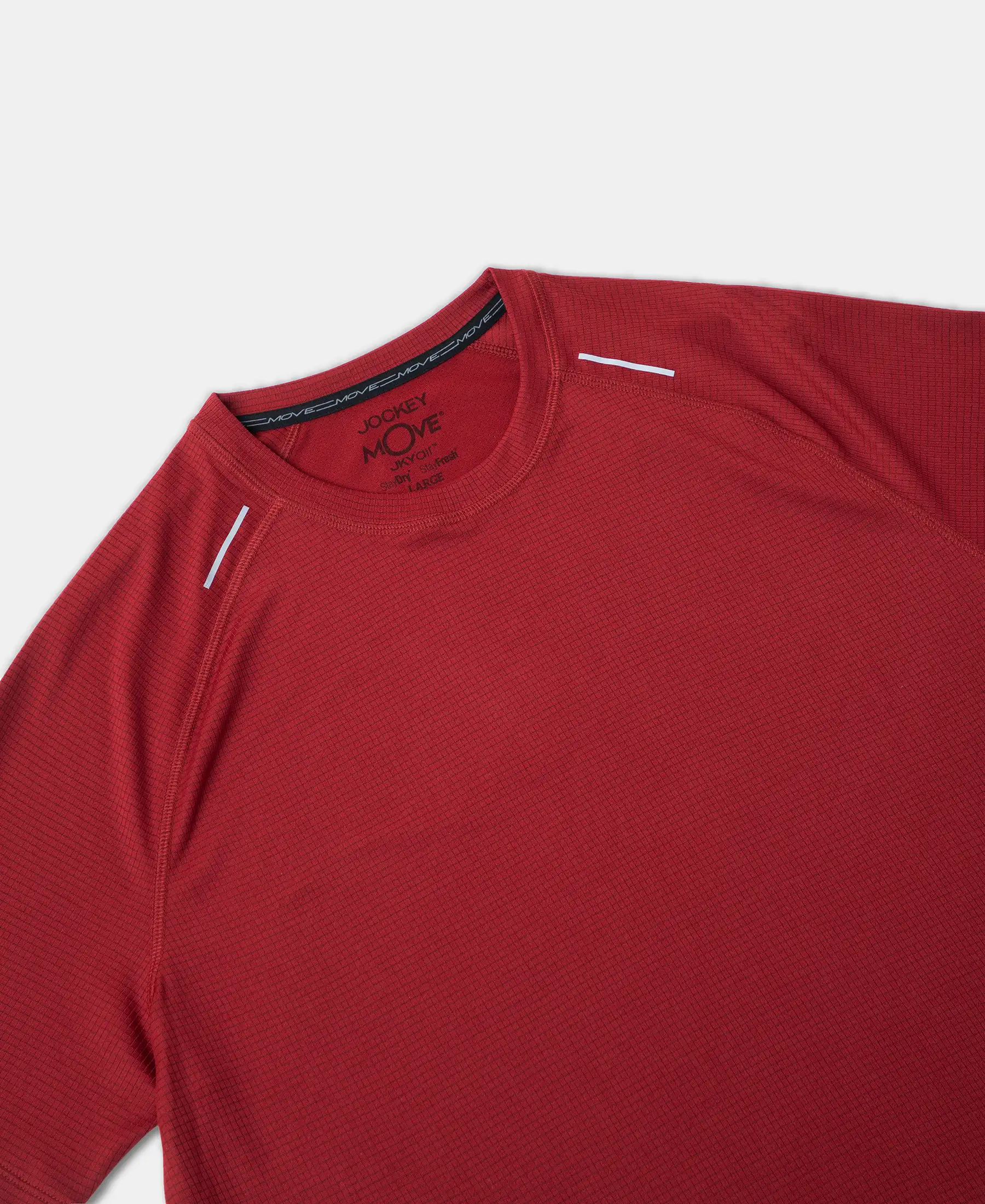 Lightweight Microfiber Solid Round Neck Half Sleeve T-Shirt with Breathable Mesh - Sundried Tomato - Image 11