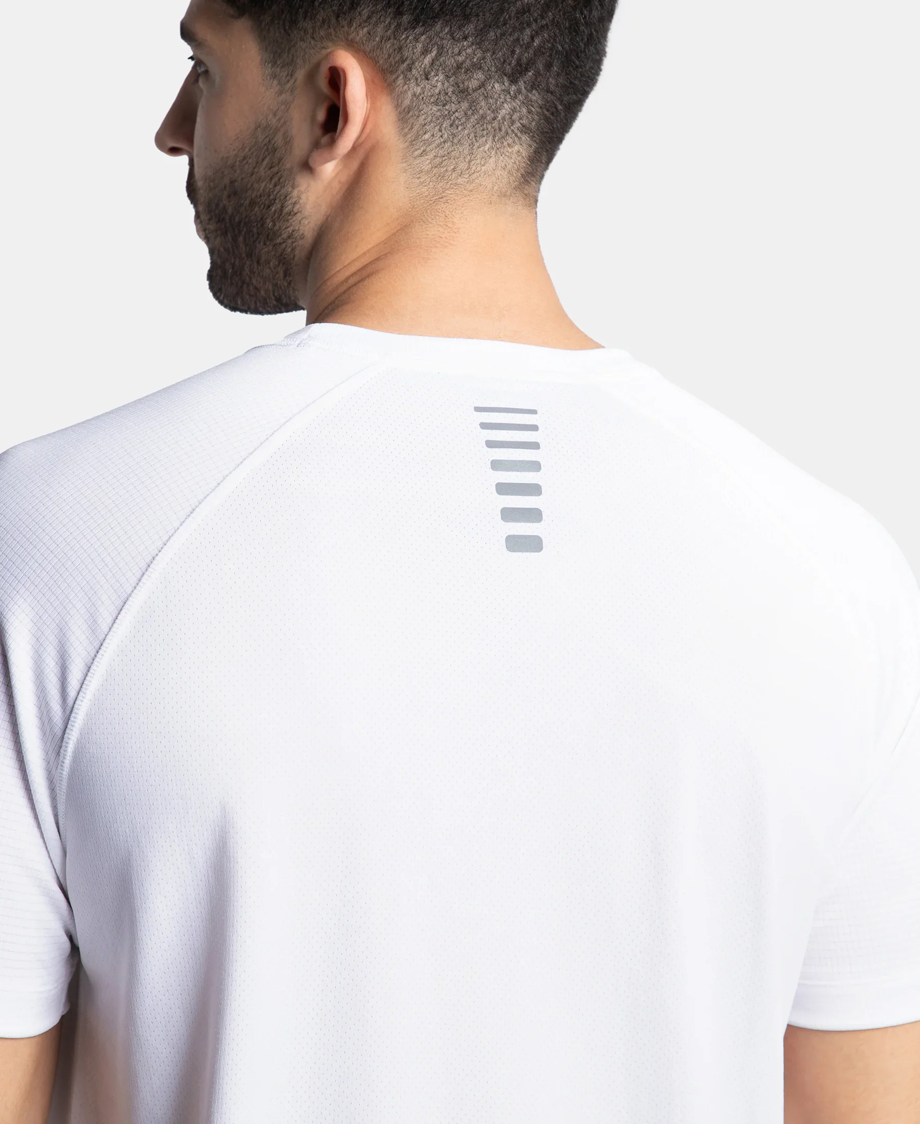 Lightweight Microfiber Solid Round Neck Half Sleeve T-Shirt with Breathable Mesh - White - Image 7