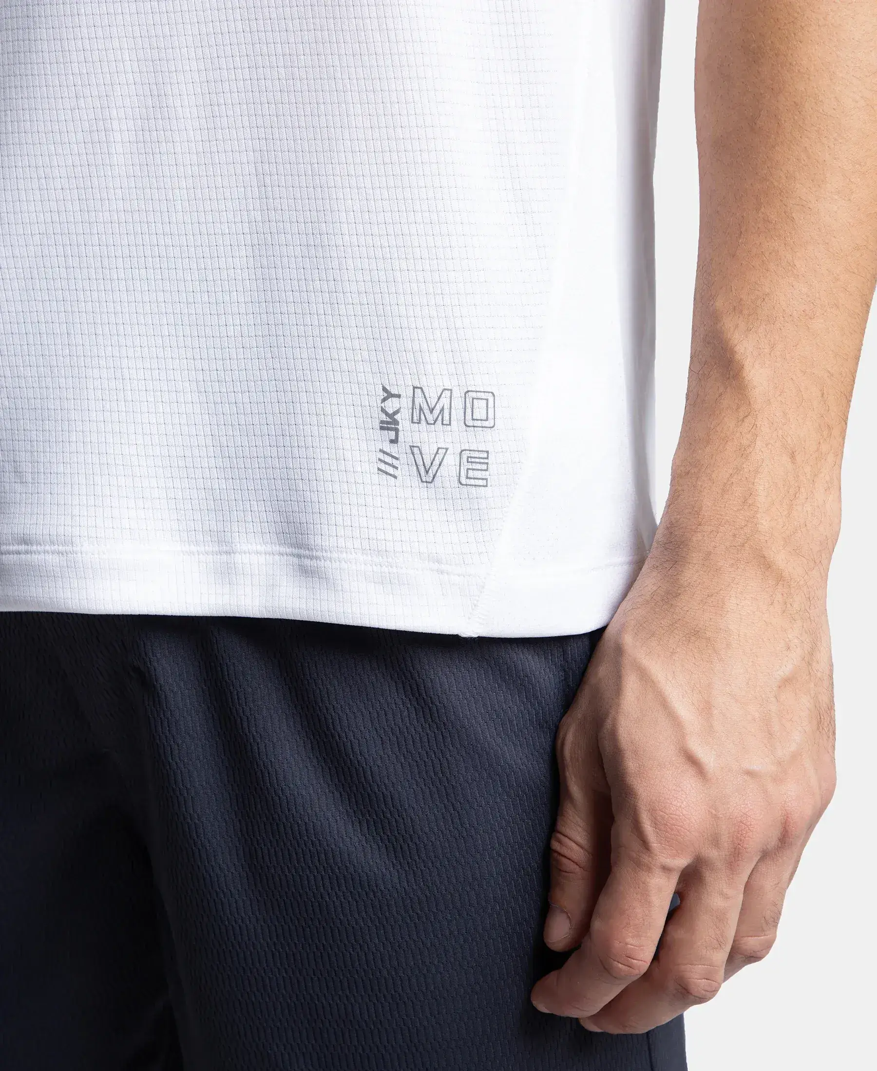 Lightweight Microfiber Solid Round Neck Half Sleeve T-Shirt with Breathable Mesh - White - Image 8