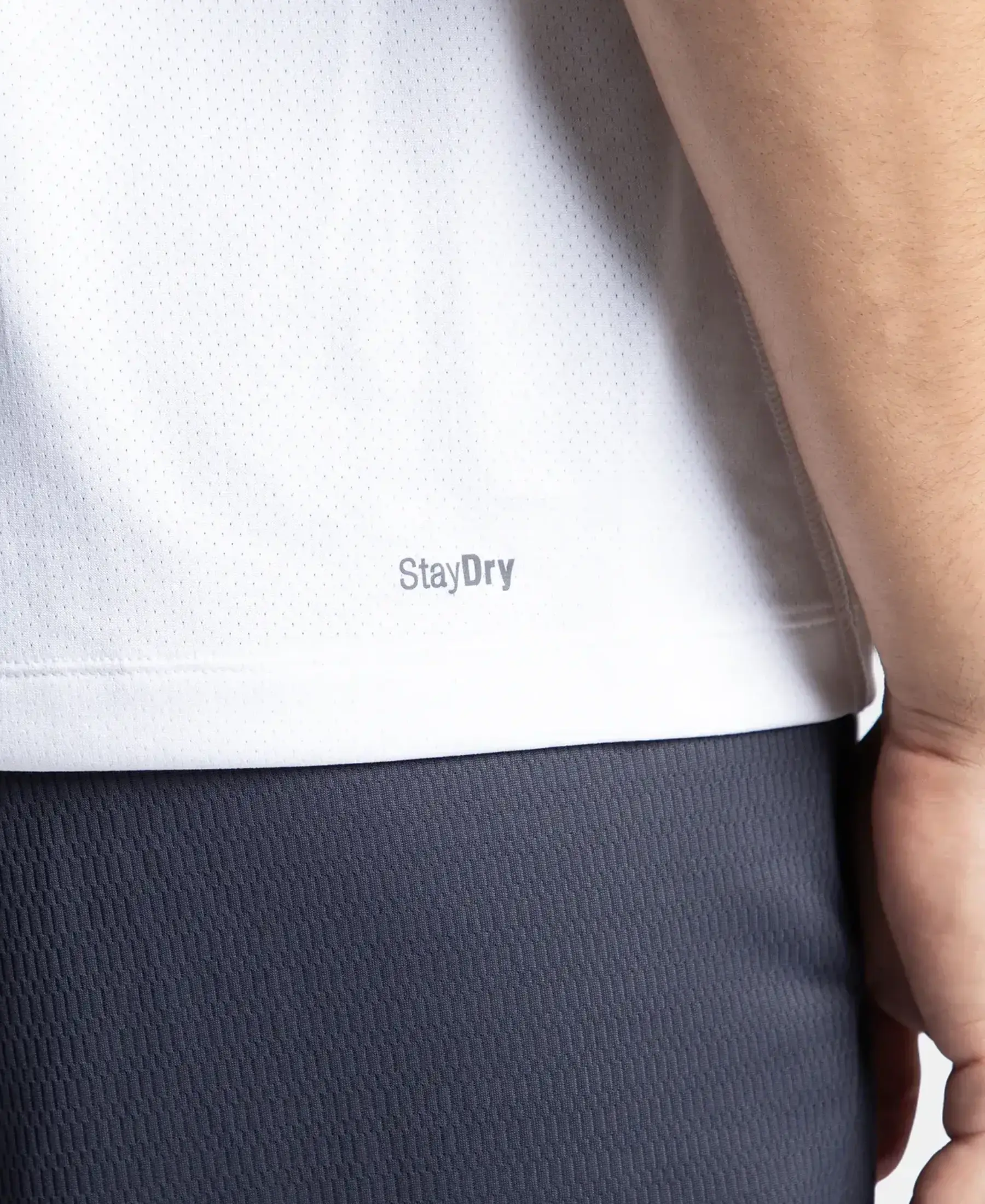 Lightweight Microfiber Solid Round Neck Half Sleeve T-Shirt with Breathable Mesh - White - Image 9