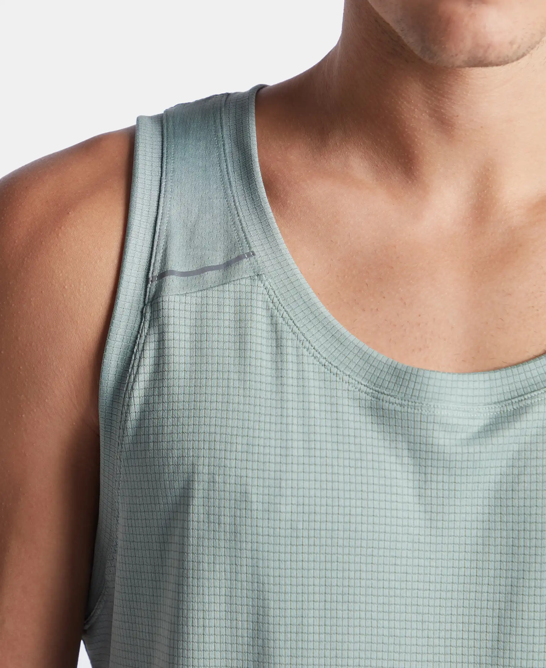 Lightweight Microfiber Solid Tank Top with Breathable Mesh - Iceberg Green - Image 8