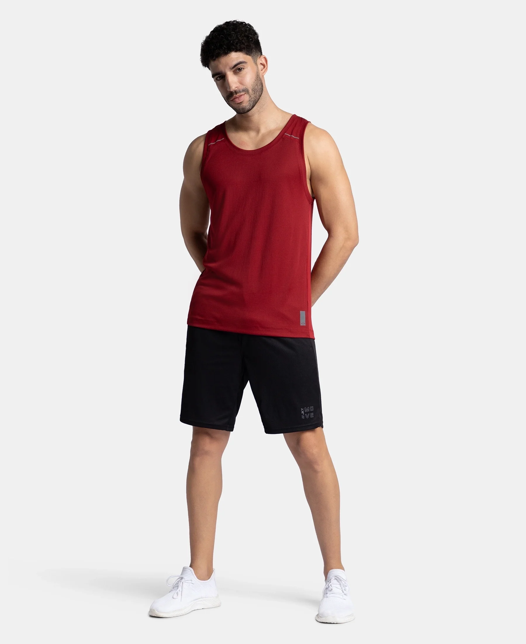 Lightweight Microfiber Solid Tank Top with Breathable Mesh - Sundried Tomato - Image 4