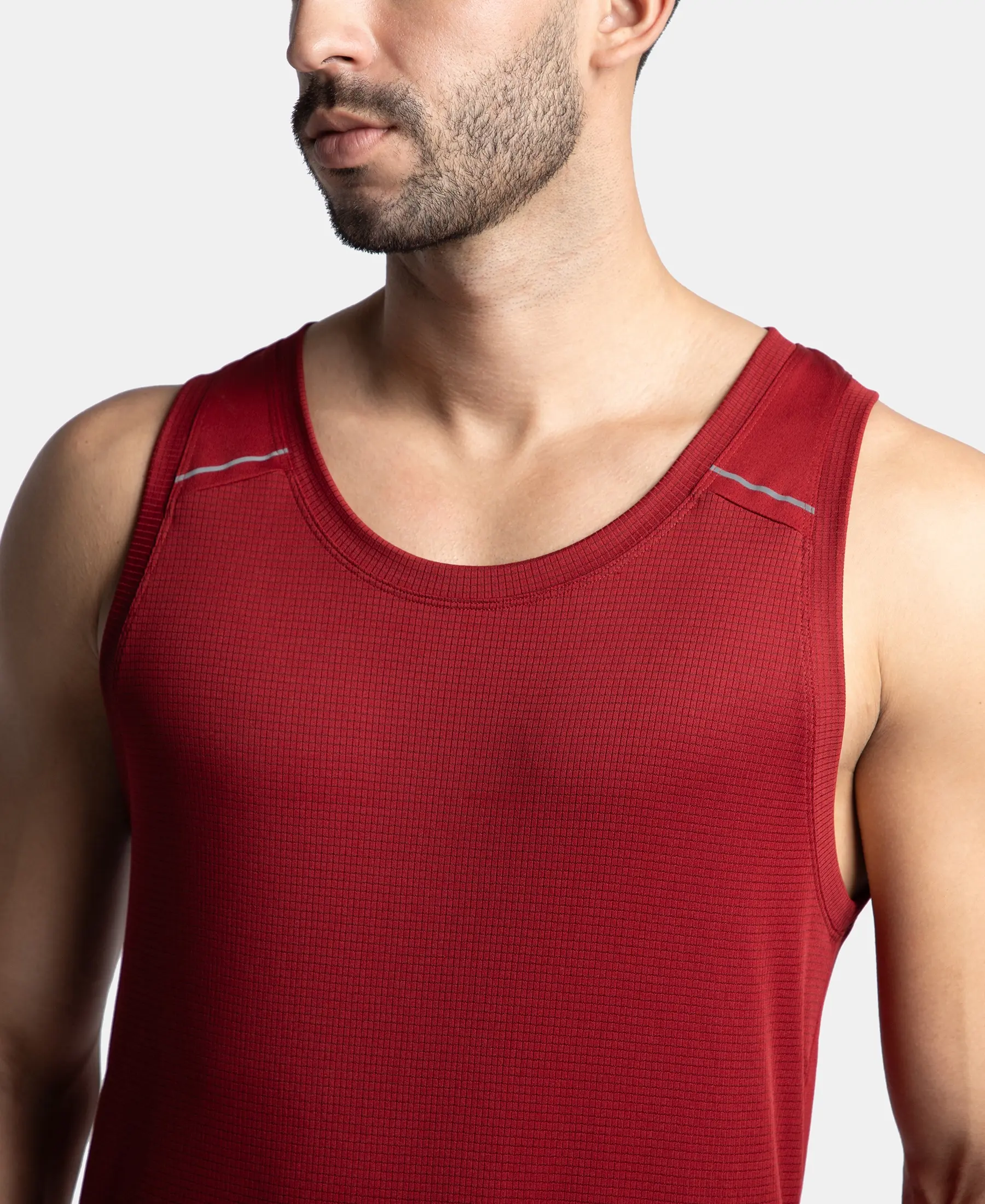 Lightweight Microfiber Solid Tank Top with Breathable Mesh - Sundried Tomato - Image 6