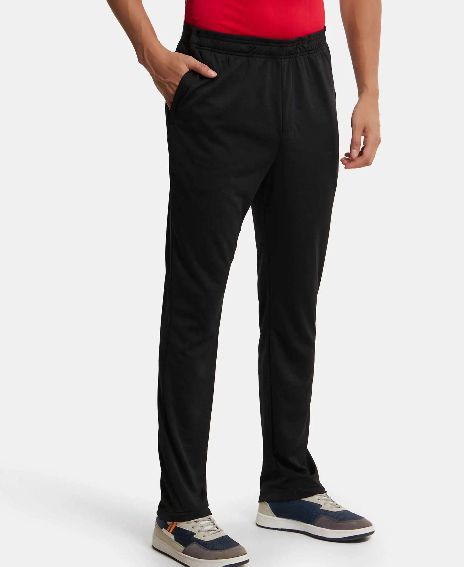 Lightweight Microfiber Trackpant with Zipper Pockets and StayFresh Treatment - Black - Image 2