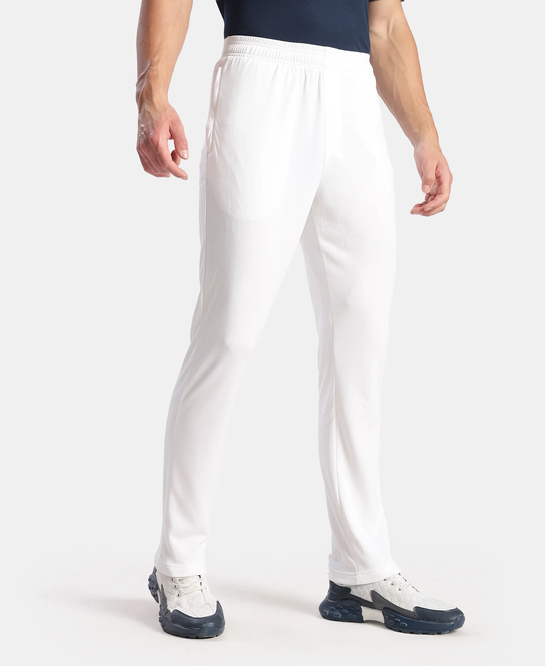 Lightweight Microfiber Trackpant with Zipper Pockets and StayFresh Treatment - White - Image 2