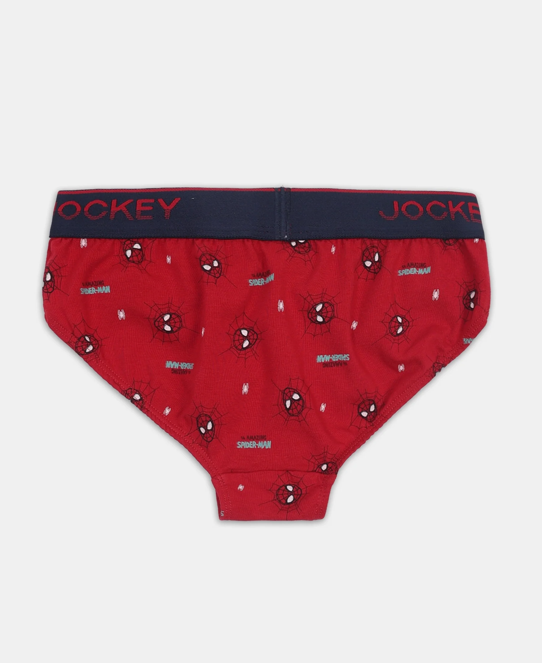Marvel Spiderman Super Combed Cotton Elastane Stretch Printed Brief with Ultrasoft Waistband - Navy & Chilli Pepper (Pack of 2) - Image 3