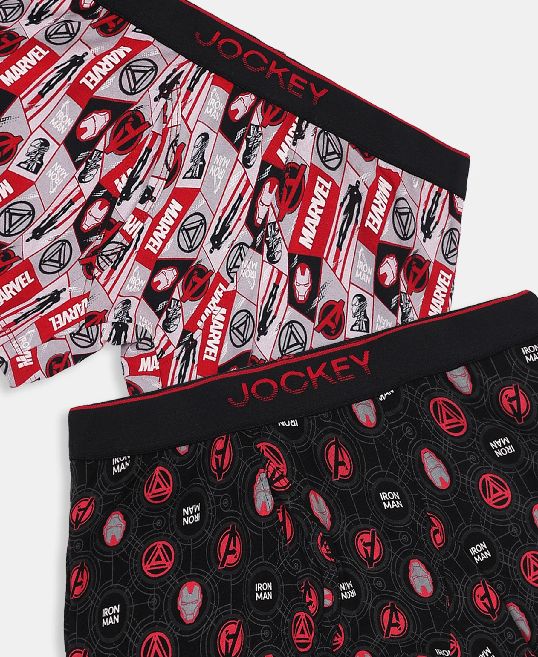 Marvel Avengers Ironman Super Combed Cotton Elastane Stretch Printed Trunk with Ultrasoft Waistband - Black & Chilli Pepper (Pack of 2) - Image 2
