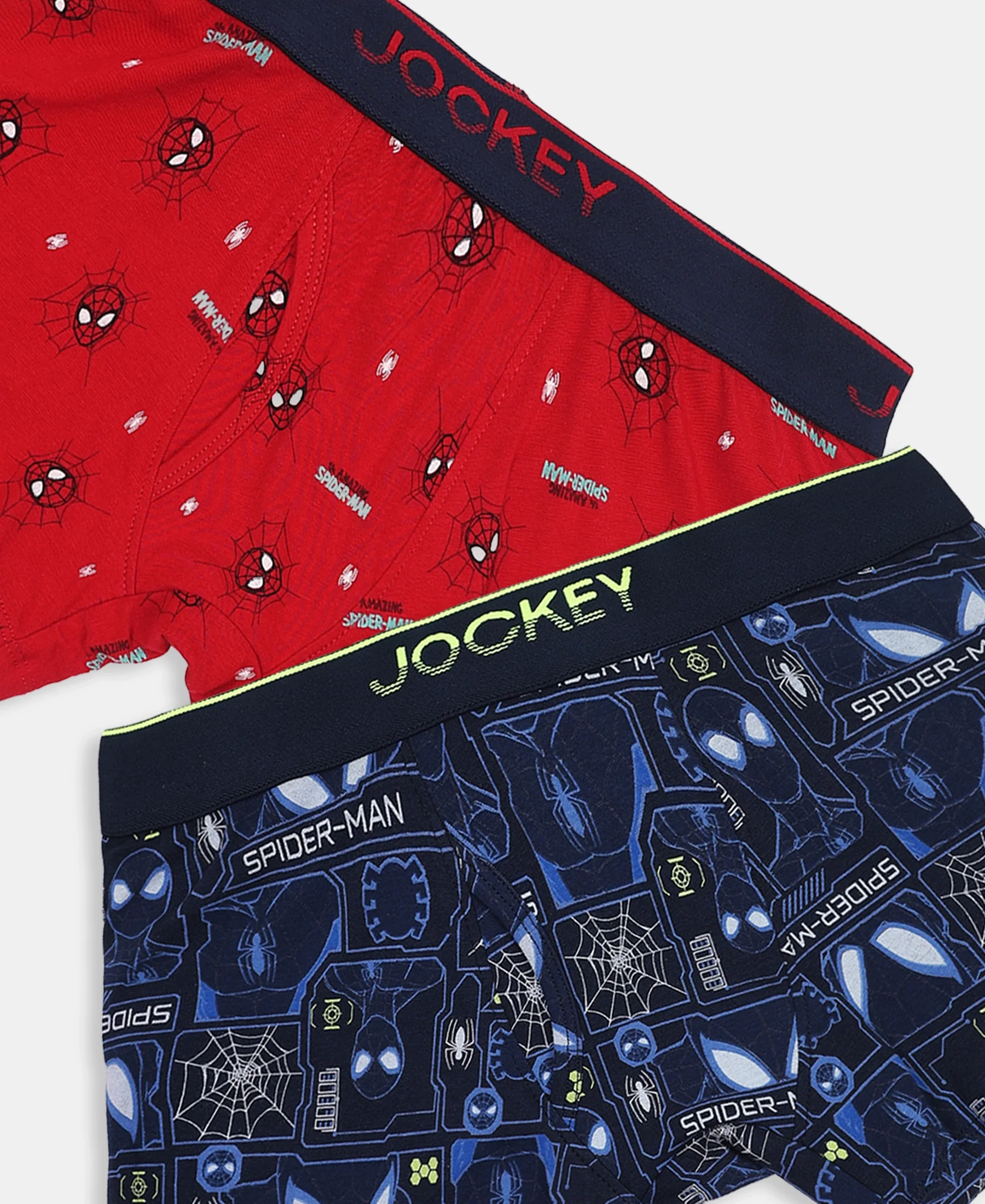 Marvel Spiderman Super Combed Cotton Elastane Stretch Printed Trunk with Ultrasoft Waistband - Navy & Chilli Pepper (Pack of 2) - Image 2