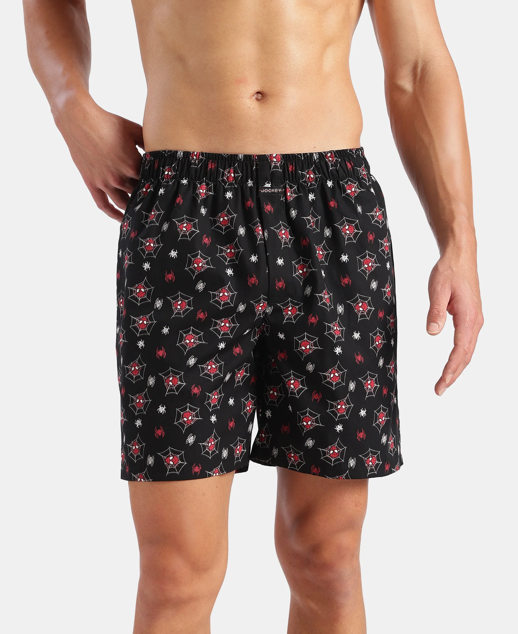 Marvel Avengers Super Combed Mercerized Cotton Woven Printed Boxer Shorts with Side Pockets- Black & Almond Milk (Pack of 2) - Image 3