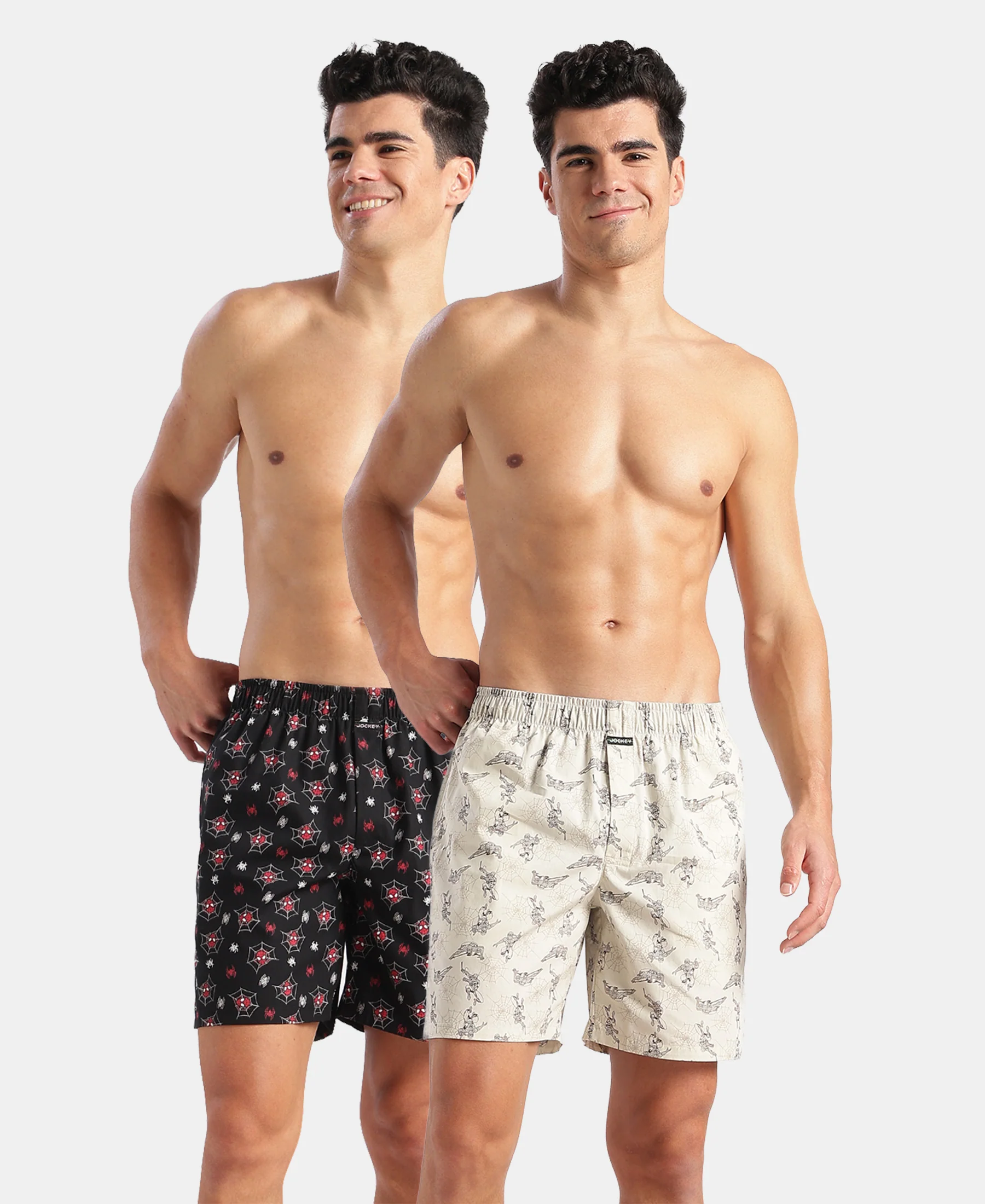 Marvel Avengers Super Combed Mercerized Cotton Woven Printed Boxer Shorts with Side Pockets- Black & Almond Milk (Pack of 2) - Image 5