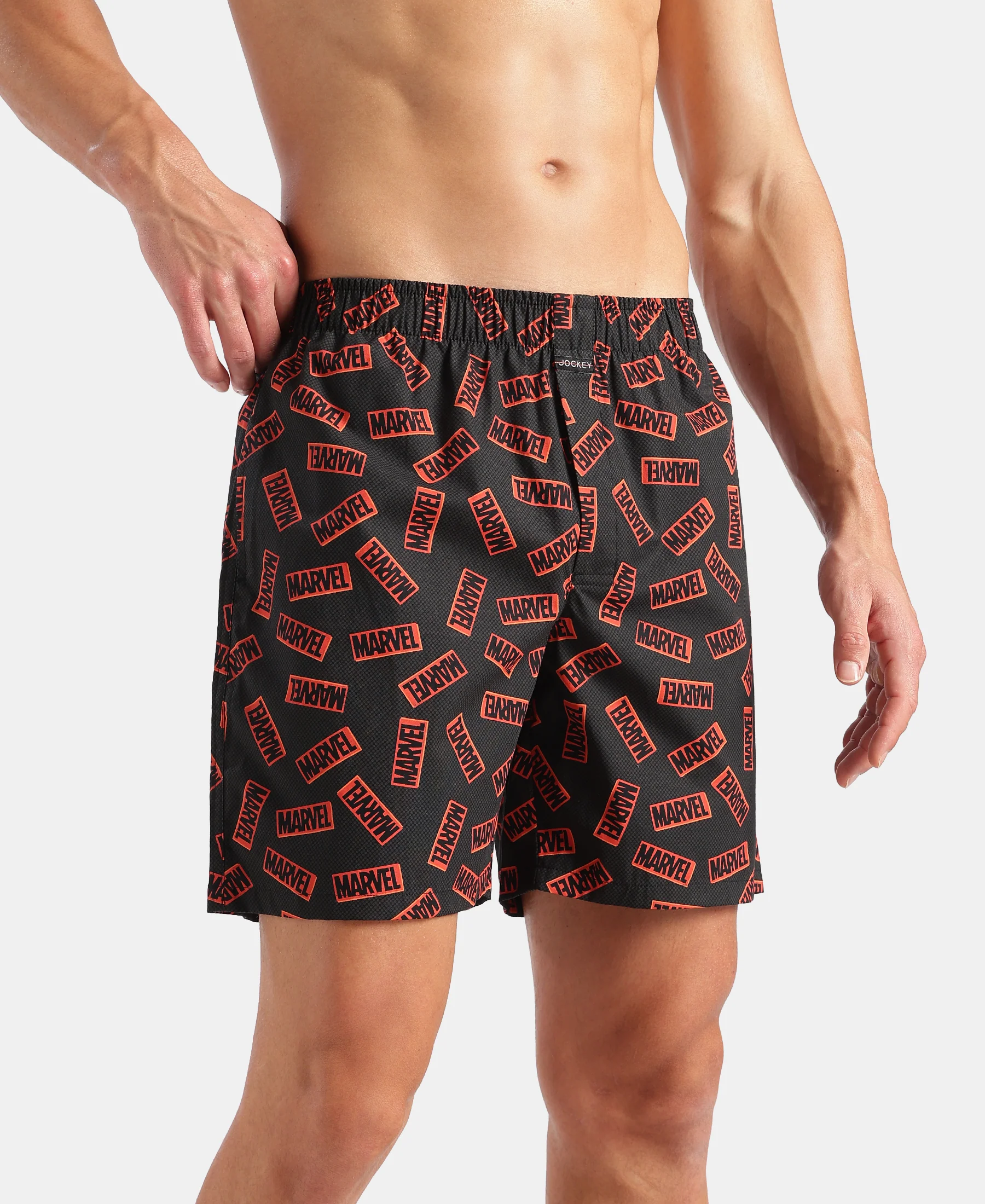 Marvel Avengers Super Combed Mercerized Cotton Woven Printed Boxer Shorts with Side Pockets- Navy & Black (Pack of 2) - Image 4
