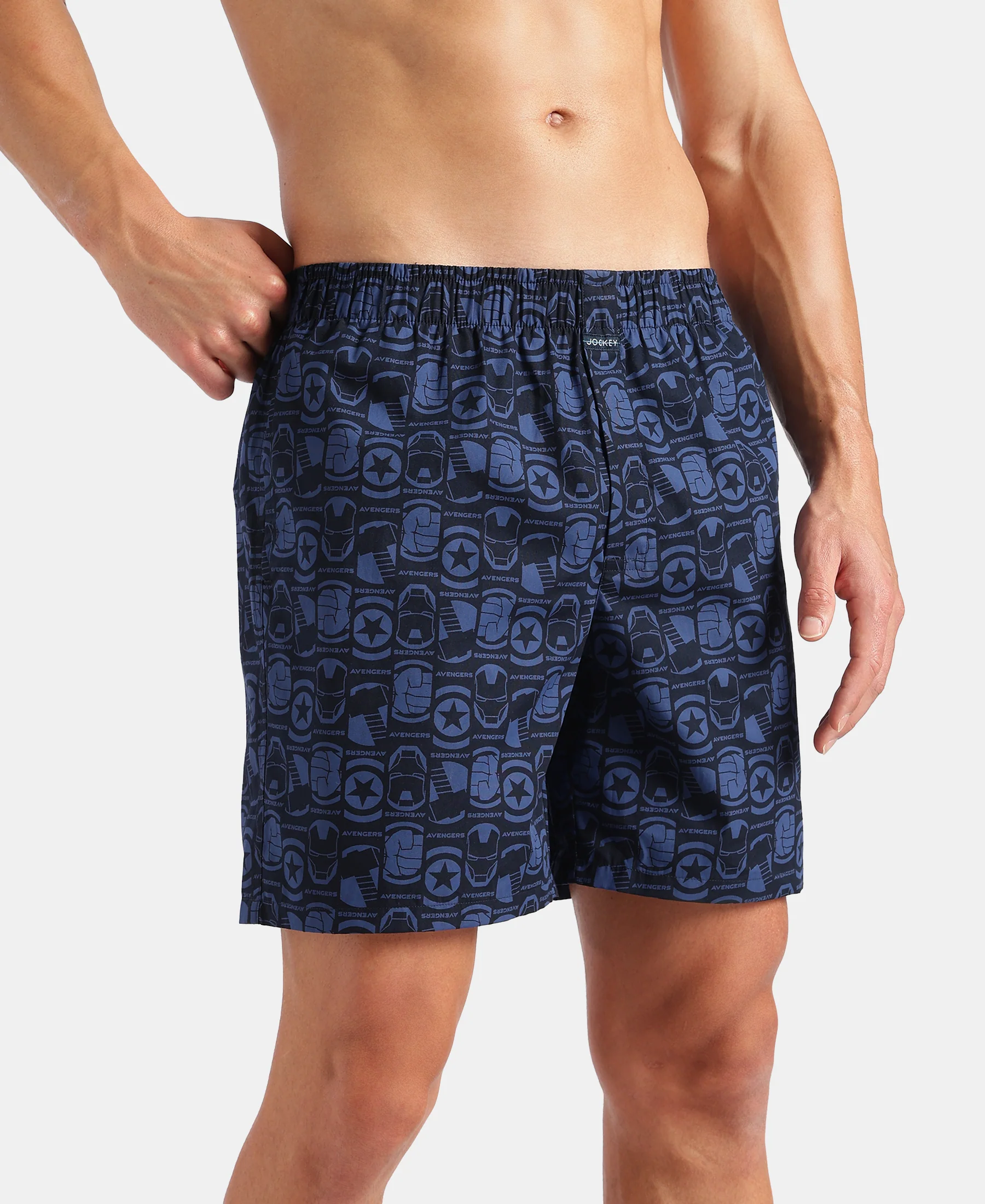 Marvel Avengers Super Combed Mercerized Cotton Woven Printed Boxer Shorts with Side Pockets- Navy & Black (Pack of 2) - Image 5
