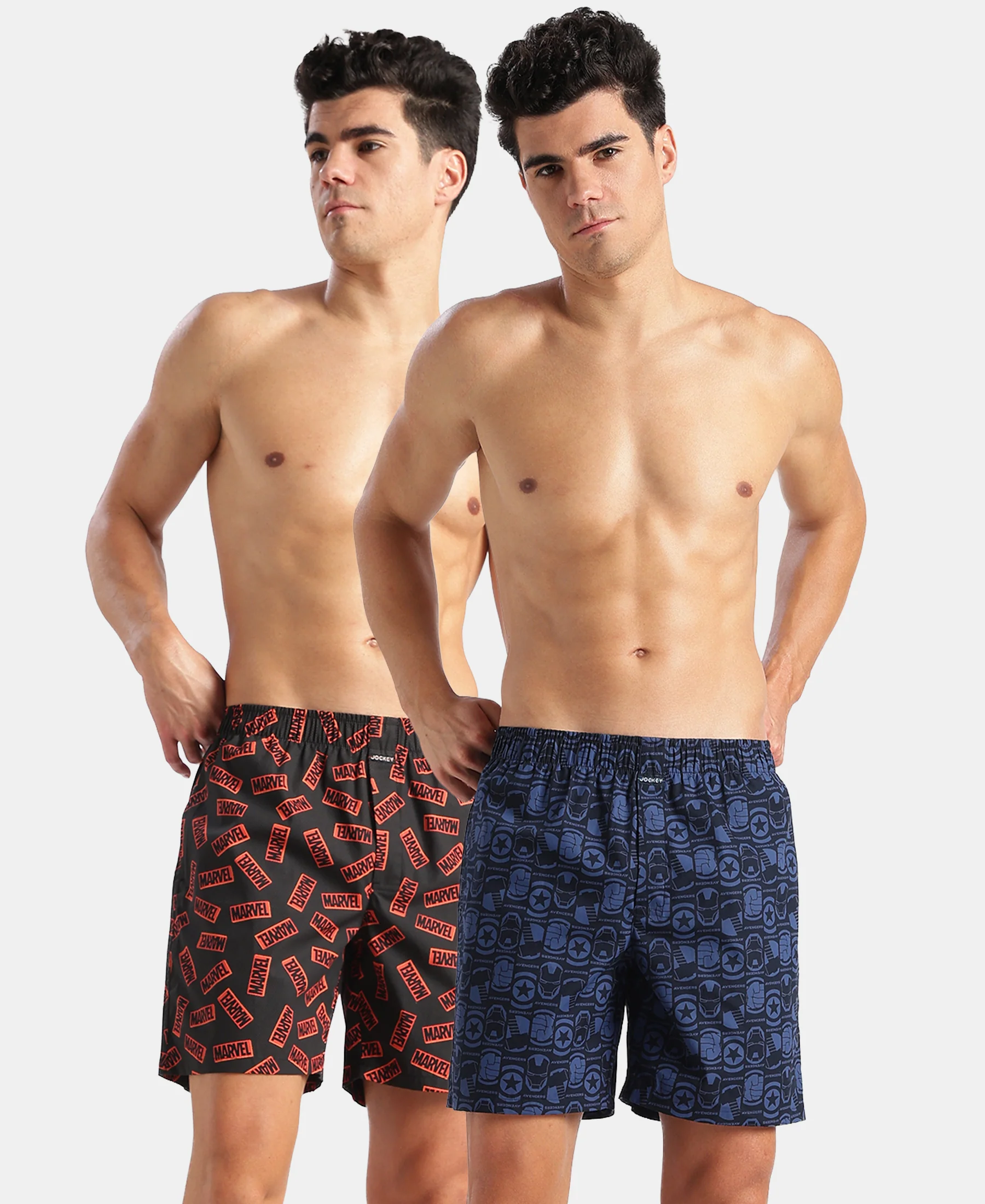 Marvel Avengers Super Combed Mercerized Cotton Woven Printed Boxer Shorts with Side Pockets- Navy & Black (Pack of 2) - Image 6