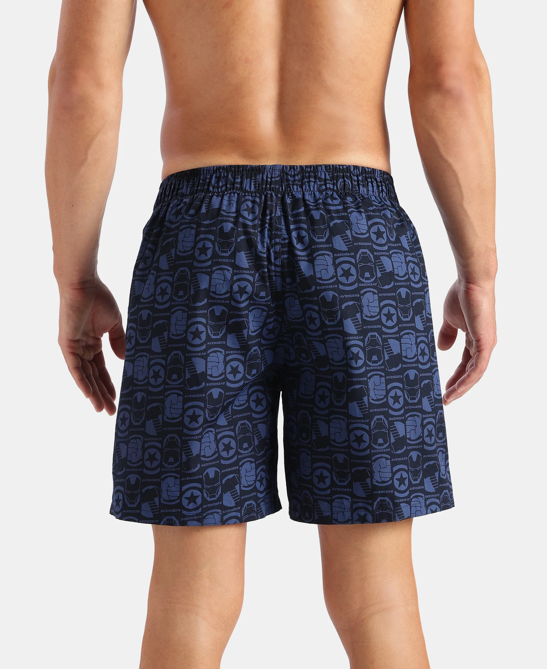 Marvel Avengers Super Combed Mercerized Cotton Woven Printed Boxer Shorts with Side Pockets- Navy & Black (Pack of 2) - Image 8