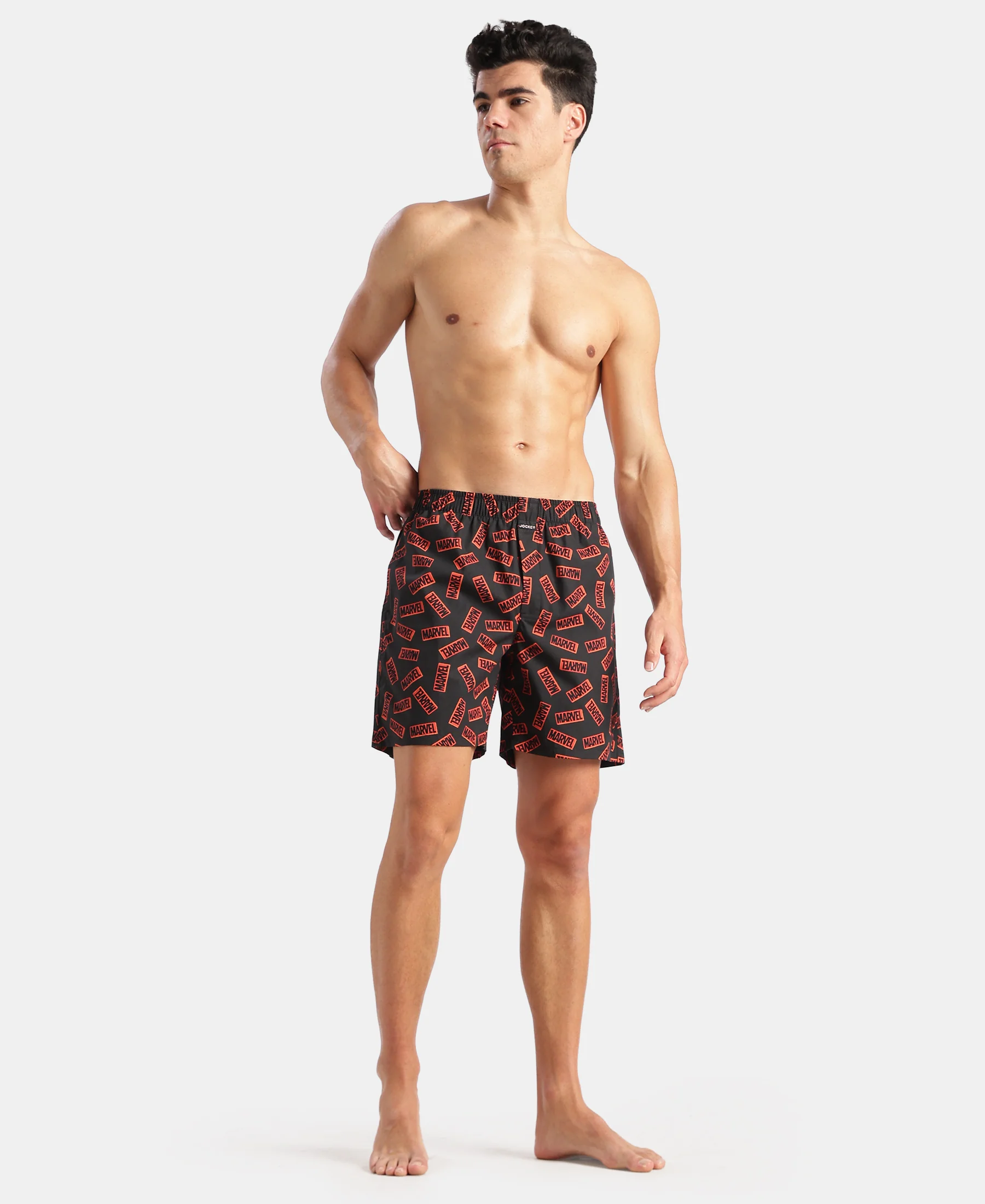 Marvel Avengers Super Combed Mercerized Cotton Woven Printed Boxer Shorts with Side Pockets- Navy & Black (Pack of 2) - Image 9