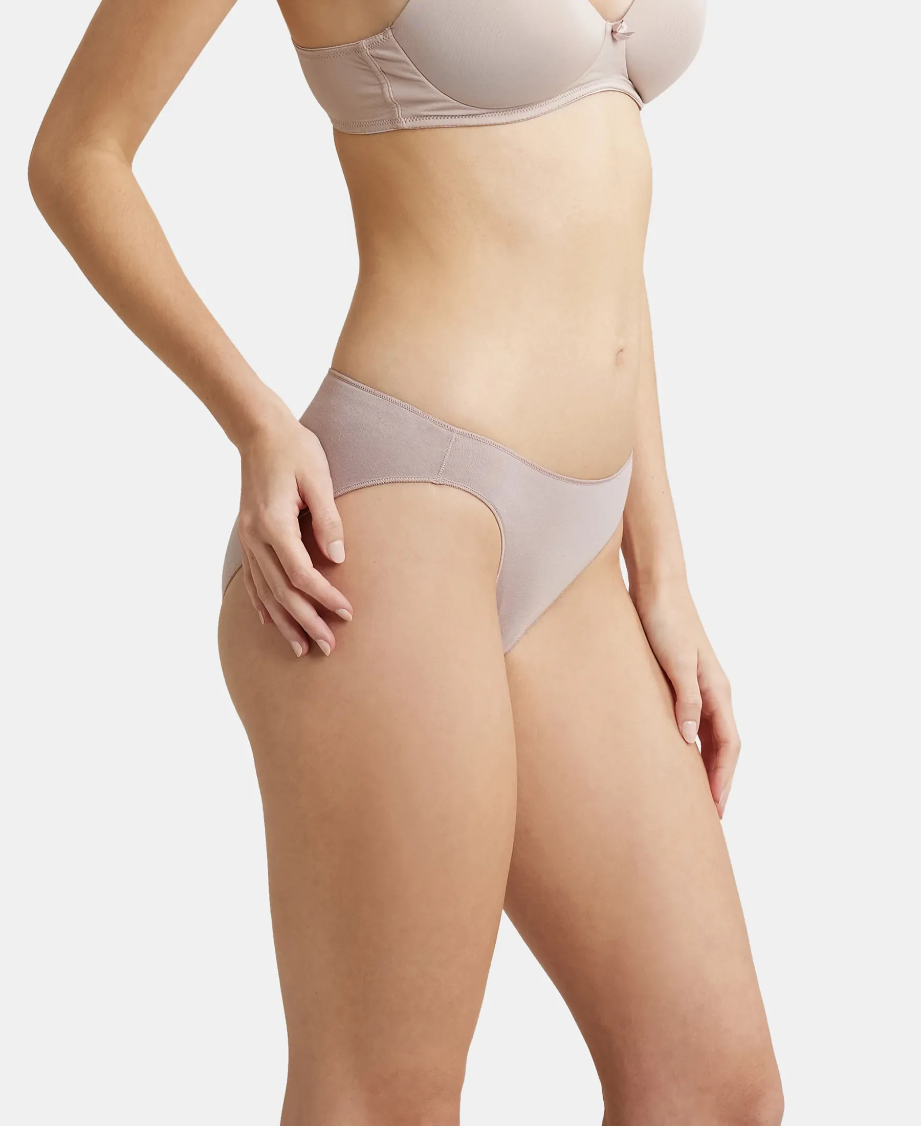 Medium Coverage Micro Modal Elastane Stretch Bikini With Concealed Waistband and StayFresh Treatment - Mocha - Image 2