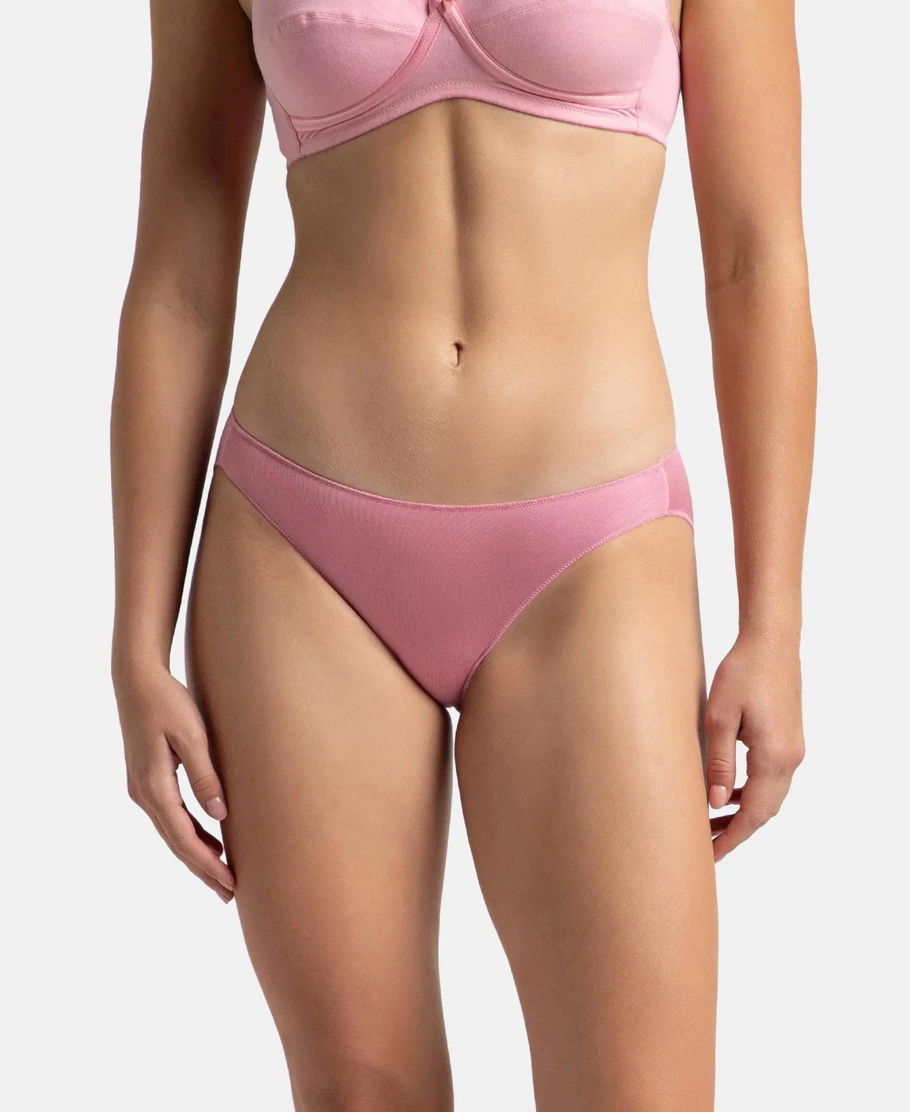 Medium Coverage Micro Modal Elastane Stretch Bikini With Concealed Waistband and StayFresh Treatment - Cashmere Rose & Deep Taupe (Pack of 2) - Image 2