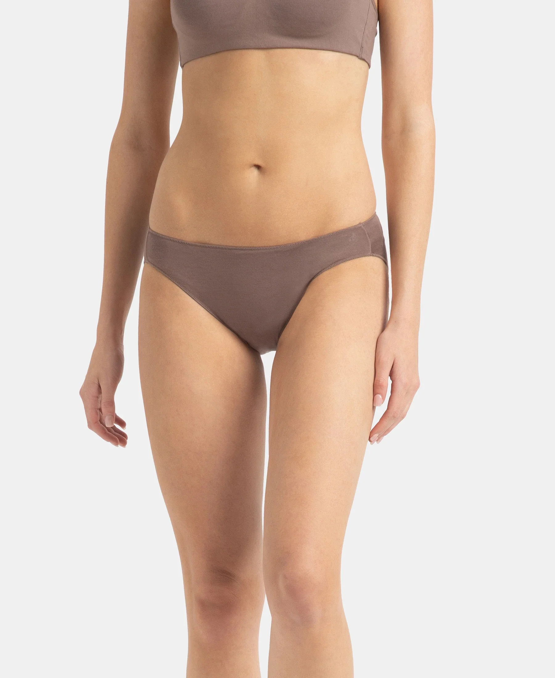 Medium Coverage Micro Modal Elastane Stretch Bikini With Concealed Waistband and StayFresh Treatment - Cashmere Rose & Deep Taupe (Pack of 2) - Image 3