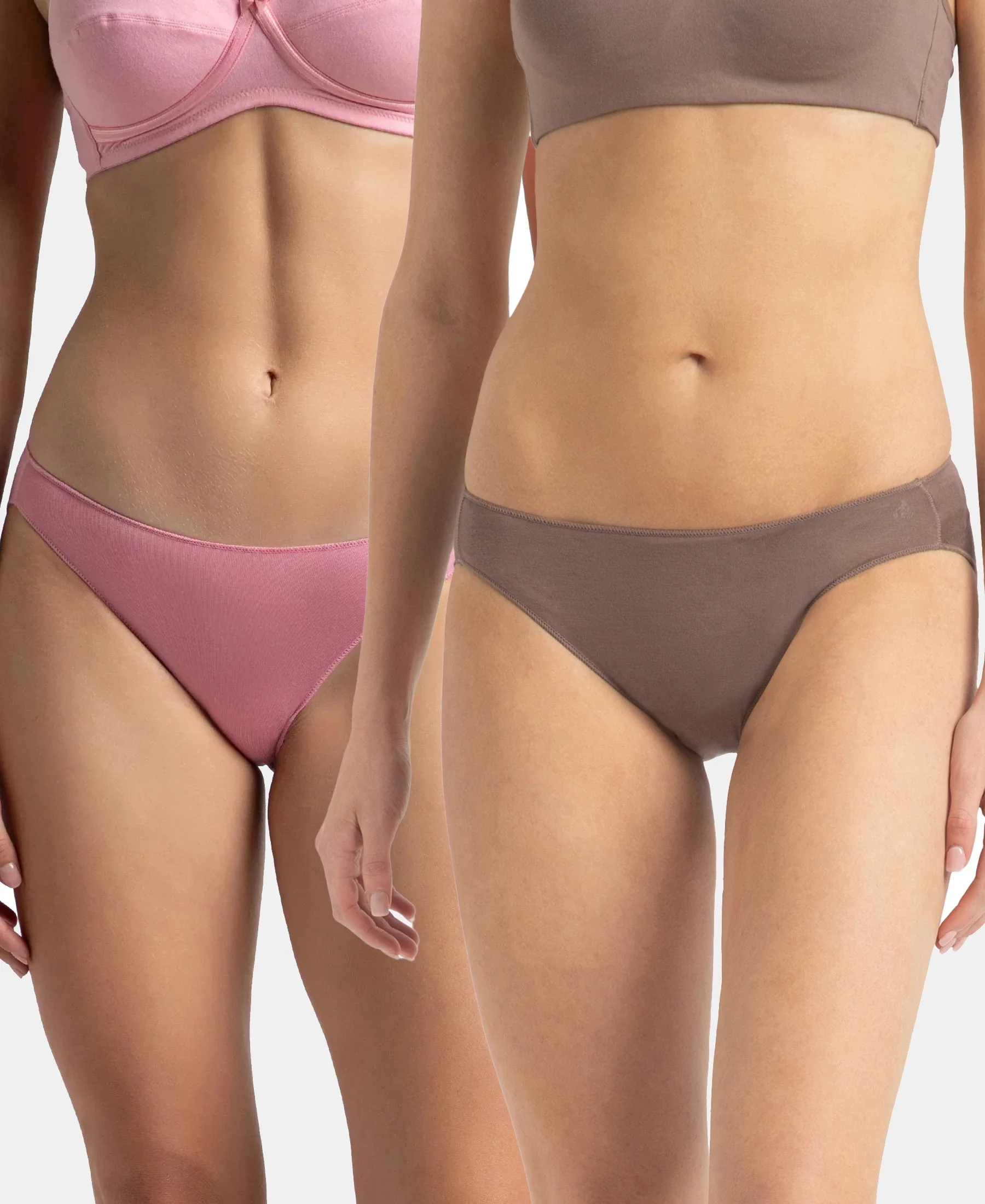 Medium Coverage Micro Modal Elastane Stretch Bikini With Concealed Waistband and StayFresh Treatment - Cashmere Rose & Deep Taupe (Pack of 2) - Image 5