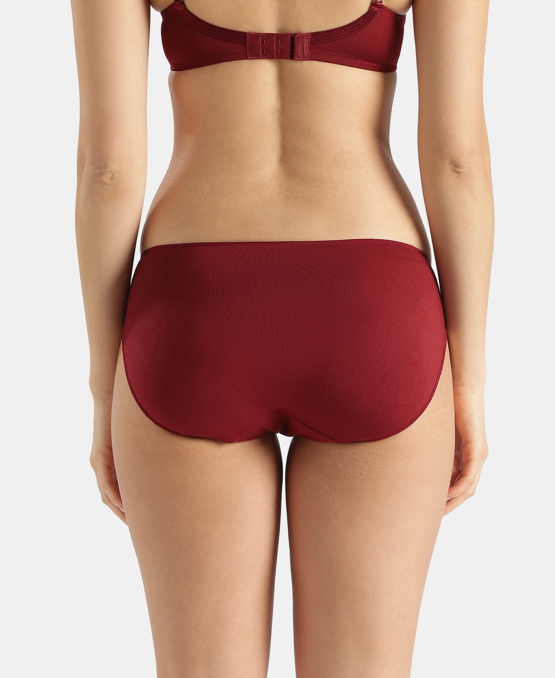 Medium Coverage Micro Modal Elastane Stretch Bikini With Concealed Waistband and StayFresh Treatment - Pomegranate - Image 3