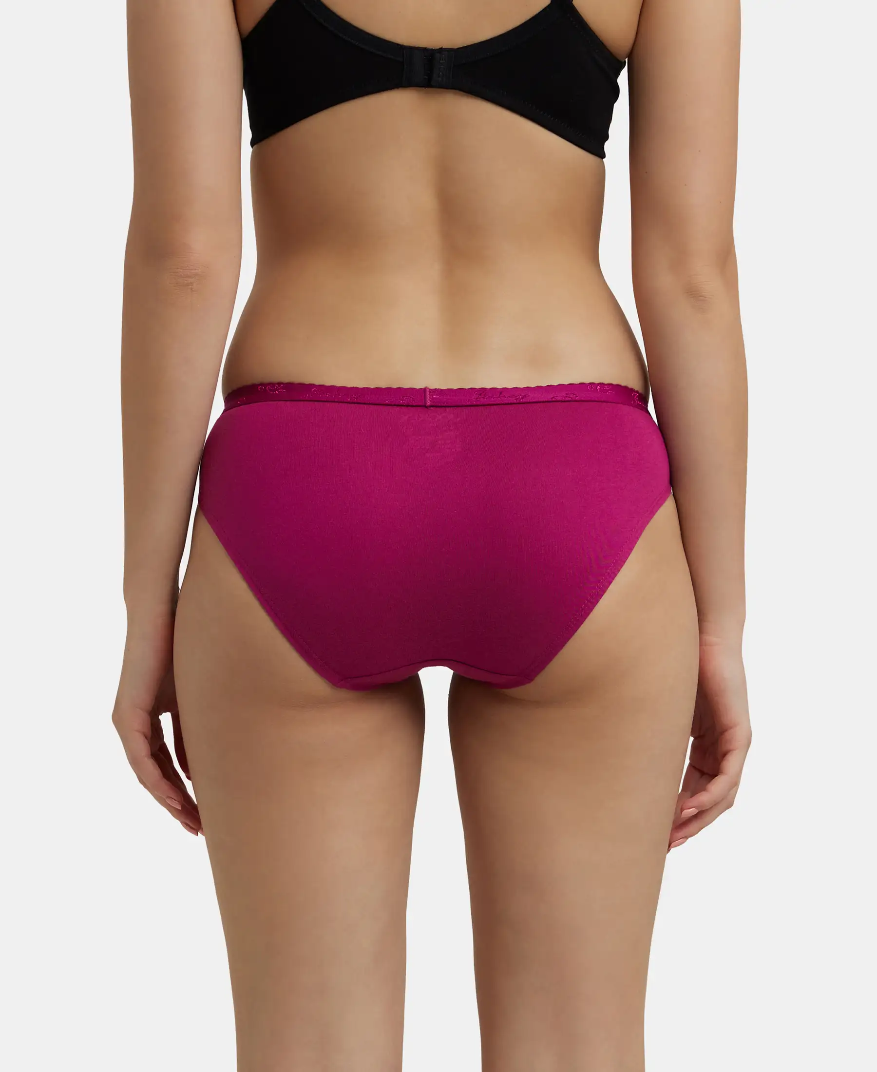 Medium Coverage Super Combed Cotton Bikini With Exposed Waistband and StayFresh Treatment - Dark Assorted (Pack of 3) - Image 15