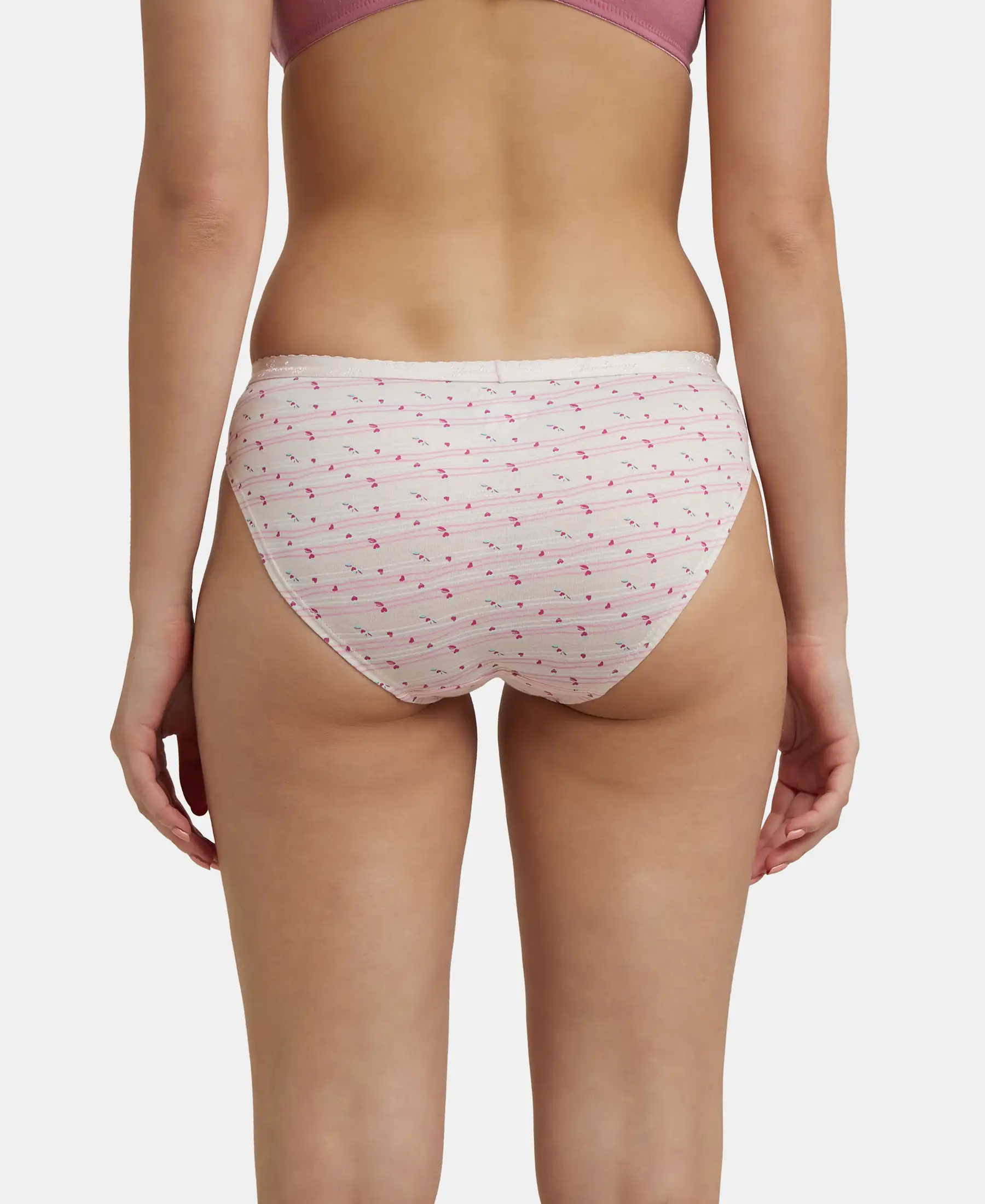 Medium Coverage Super Combed Cotton Bikini With Exposed Waistband and StayFresh Treatment - Light Prints (Pack of 3) - Image 10