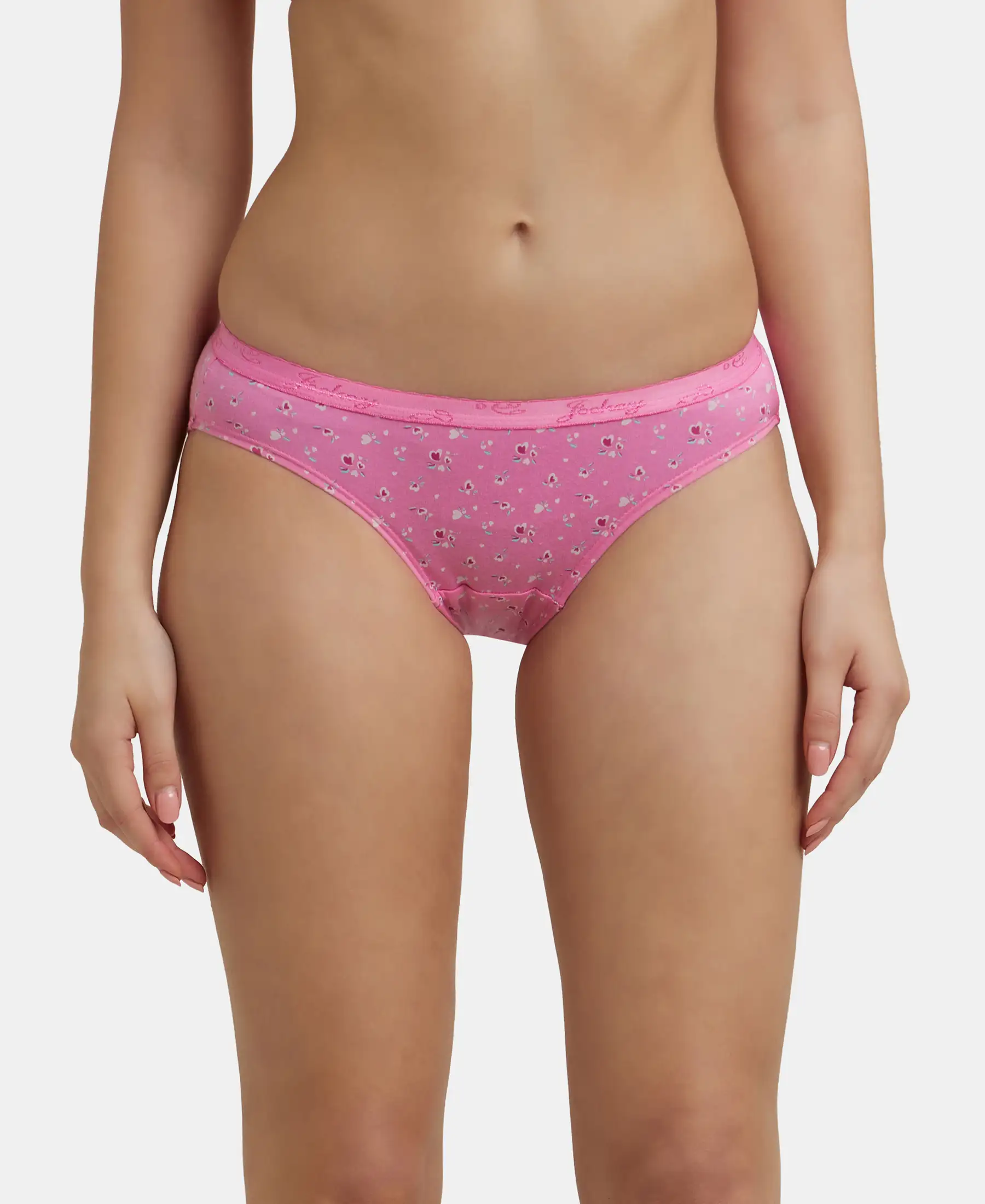 Medium Coverage Super Combed Cotton Bikini With Exposed Waistband and StayFresh Treatment - Light Prints (Pack of 3) - Image 14