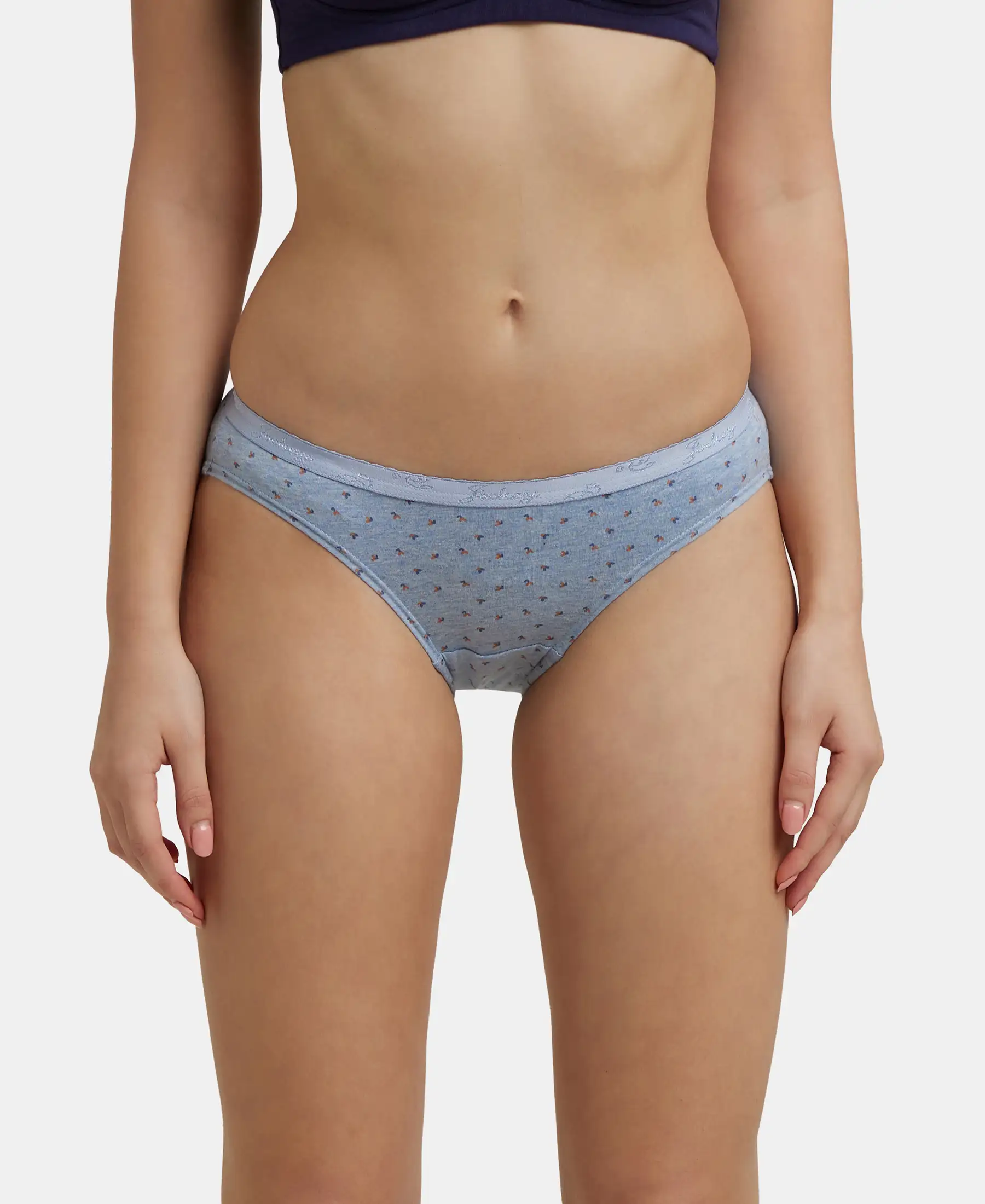 Medium Coverage Super Combed Cotton Bikini With Exposed Waistband and StayFresh Treatment - Light Prints (Pack of 3) - Image 9