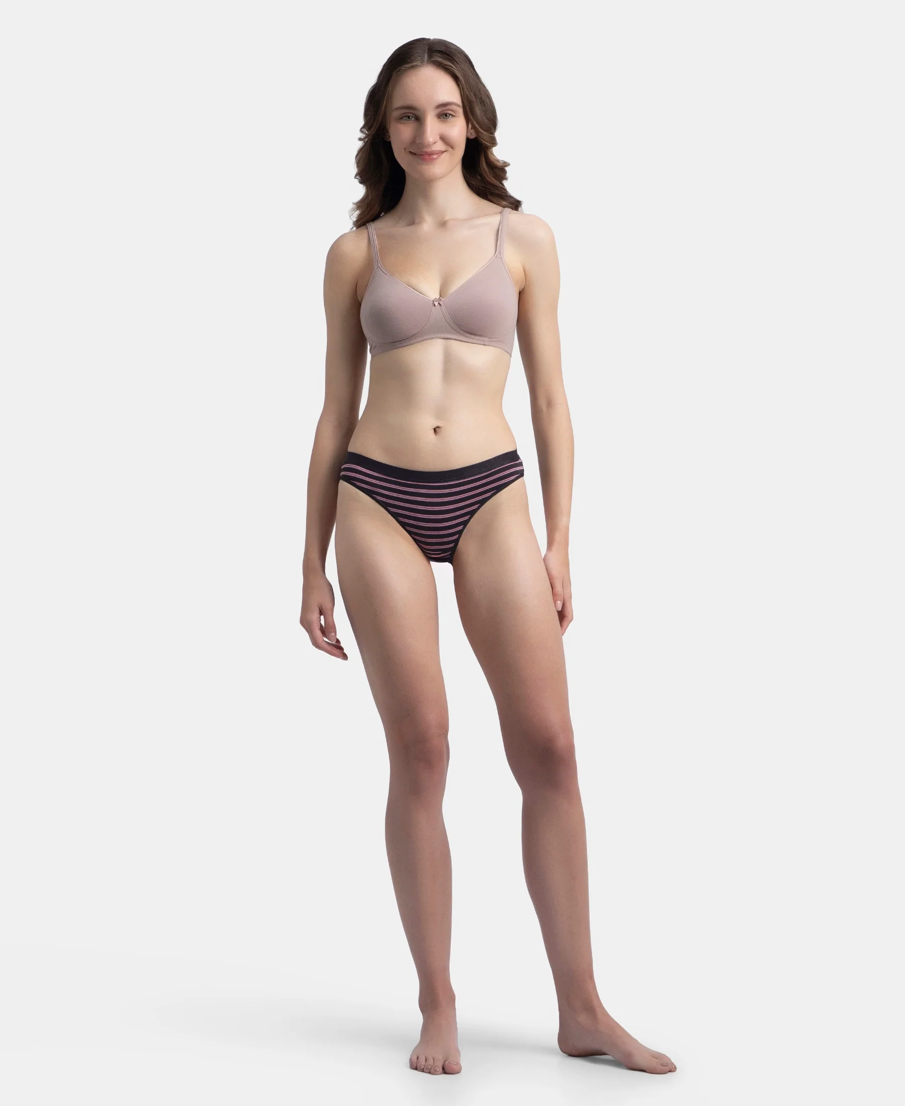 Medium Coverage Super Combed Cotton Elastane Stretch Mid Waist Bikini With Exposed Waistband and StayFresh Treatment - Black, Classic Navy & Valerian (Pack of 3) - Image 8