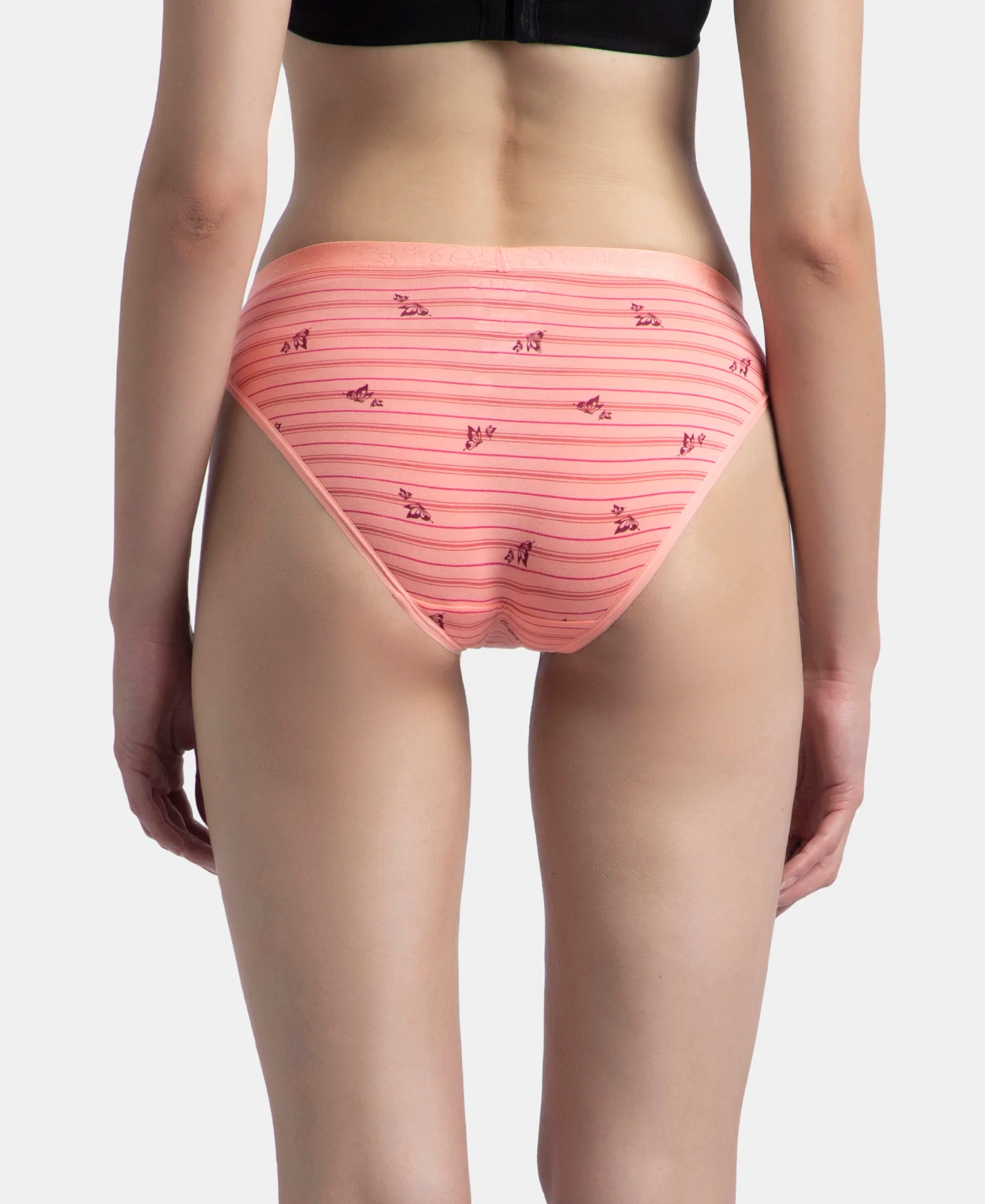 Medium Coverage Super Combed Cotton Elastane Stretch Mid Waist Bikini With Exposed Waistband and StayFresh Treatment - Candlelight Peach, Potent Purple & Mocha (Pack of 3) - Image 7