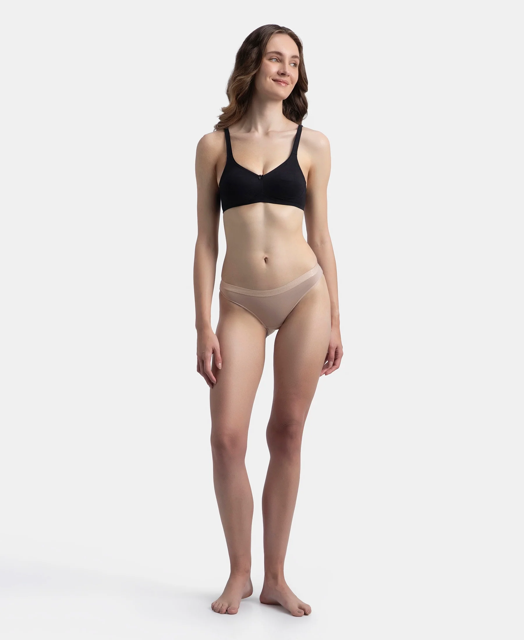 Medium Coverage Super Combed Cotton Elastane Stretch Mid Waist Bikini With Exposed Waistband and StayFresh Treatment - Candlelight Peach, Potent Purple & Mocha (Pack of 3) - Image 9