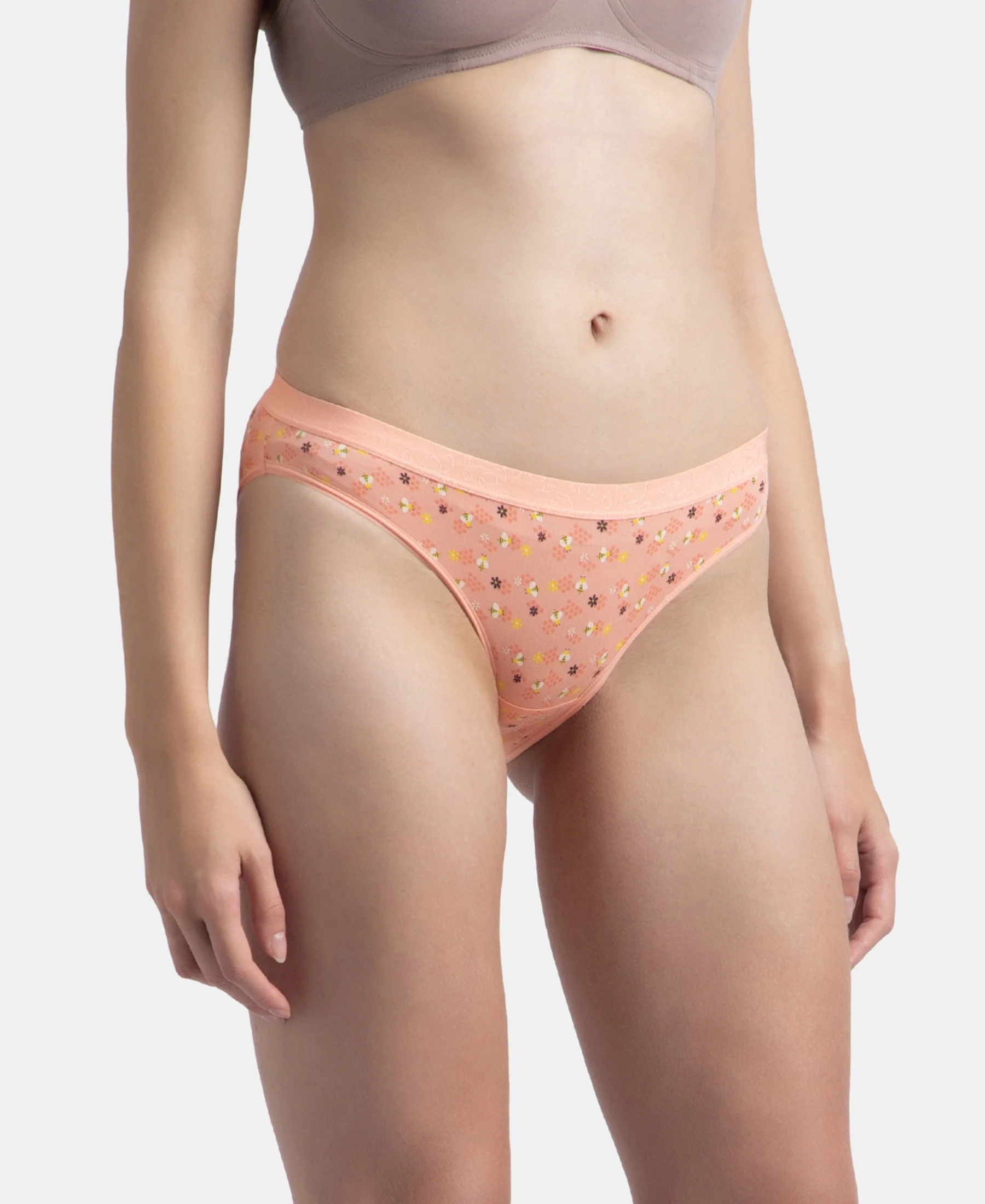 Medium Coverage Super Combed Cotton Elastane Stretch Mid Waist Bikini With Exposed Waistband and StayFresh Treatment - Valerian, Candlelight Peach & Classic Navy (Pack of 3) - Image 2
