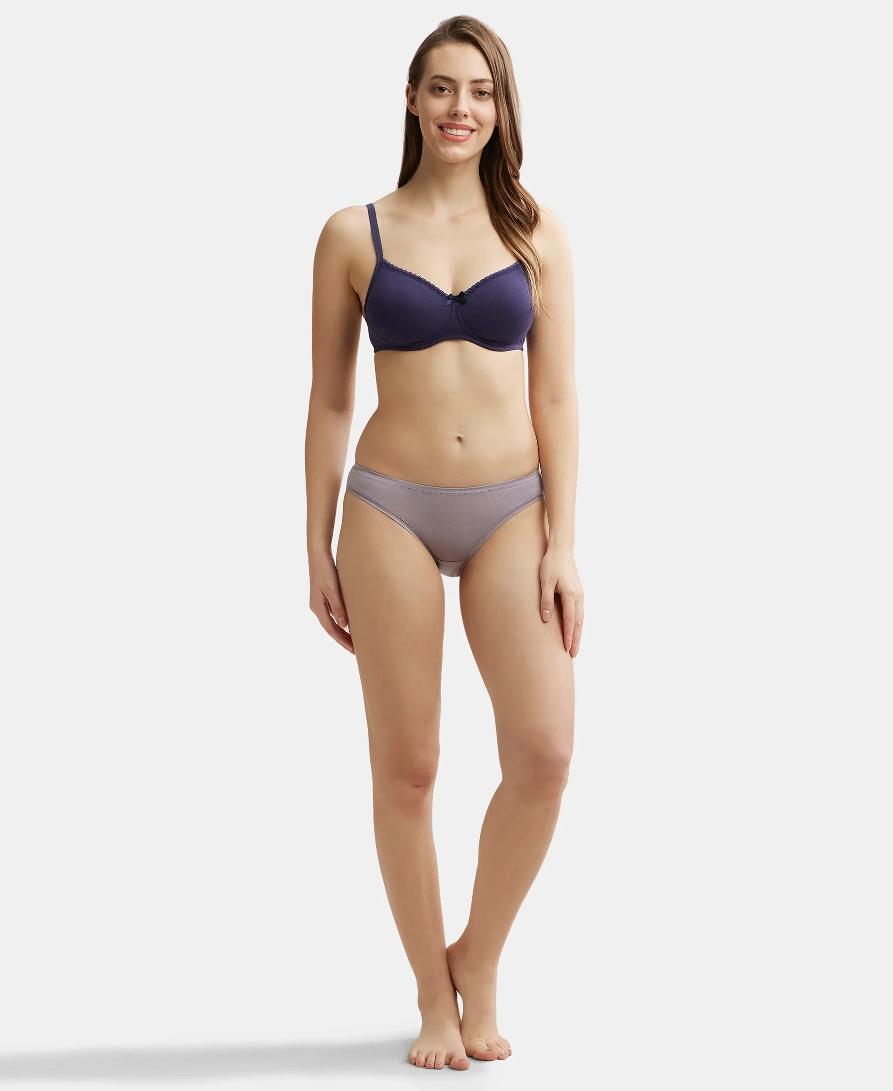 Medium Coverage Tencel Lyocell Elastane Stretch Mid Waist Bikini With Concealed Waistband and StayFresh Treatment - Minimal Grey - Image 4
