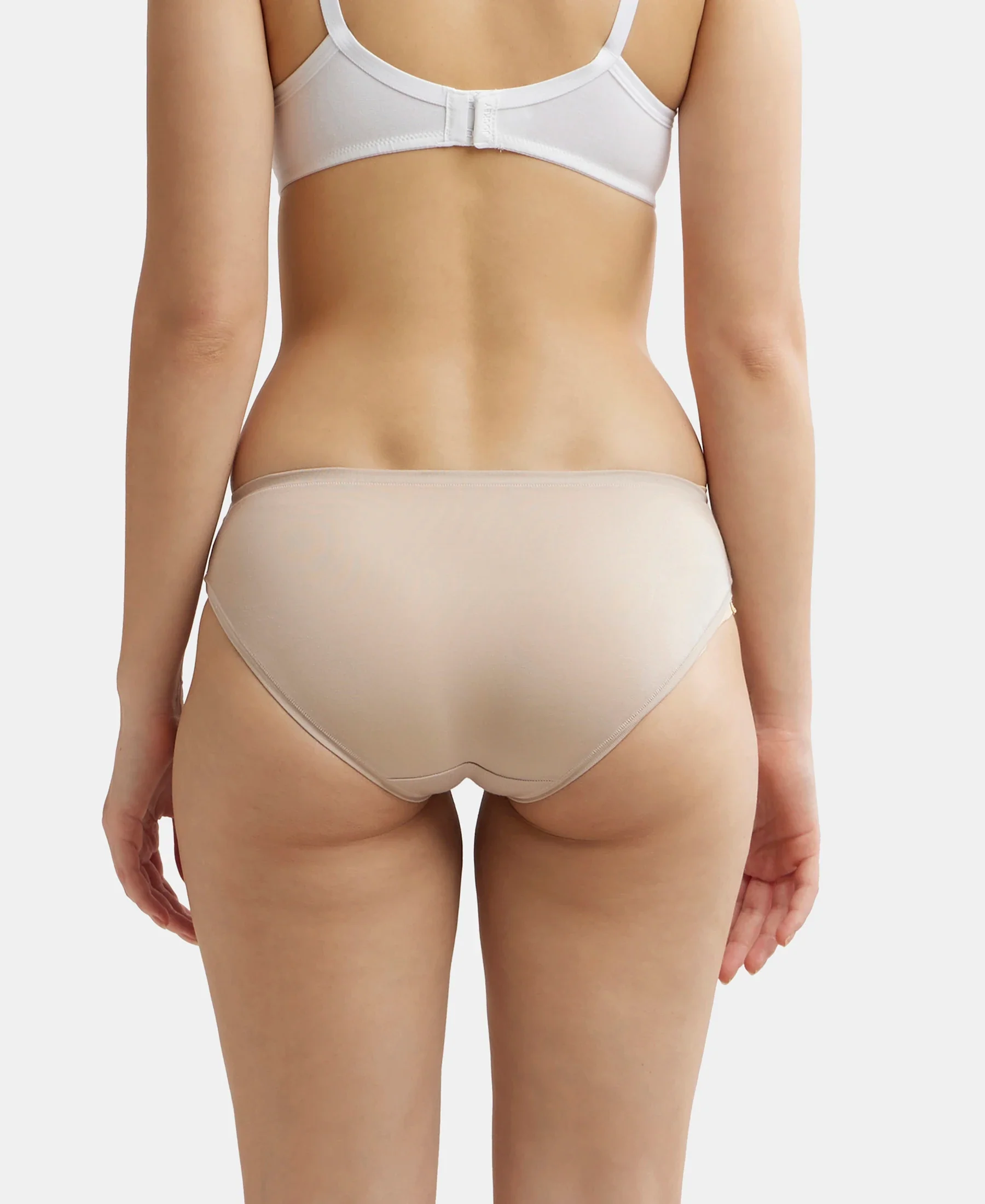 Medium Coverage Tencel Lyocell Elastane Stretch Mid Waist Bikini With Concealed Waistband and StayFresh Treatment - Mushroom - Image 3