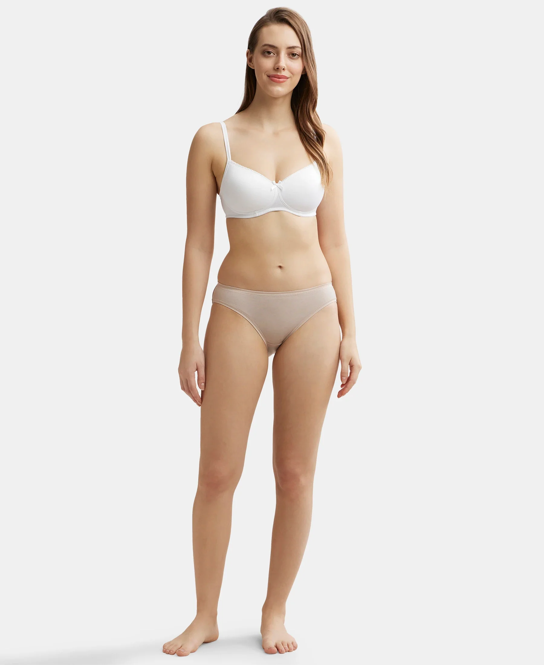 Medium Coverage Tencel Lyocell Elastane Stretch Mid Waist Bikini With Concealed Waistband and StayFresh Treatment - Mushroom - Image 4