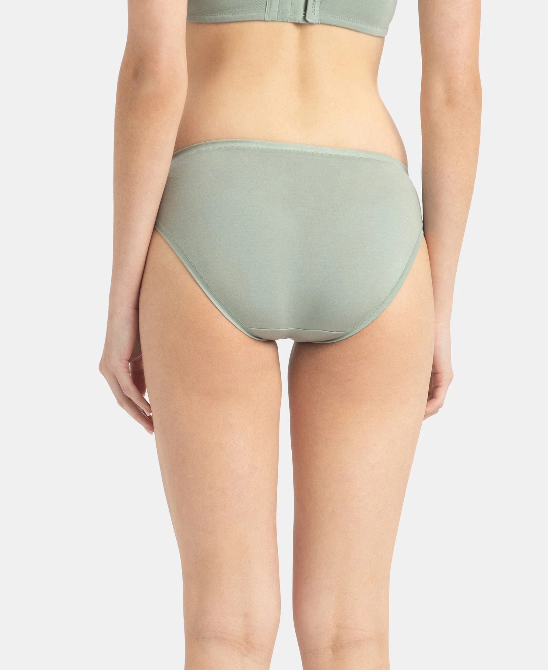 Medium Coverage Tencel Lyocell Elastane Stretch Mid Waist Bikini With Concealed Waistband and StayFresh Treatment - Iceberg Green - Image 3