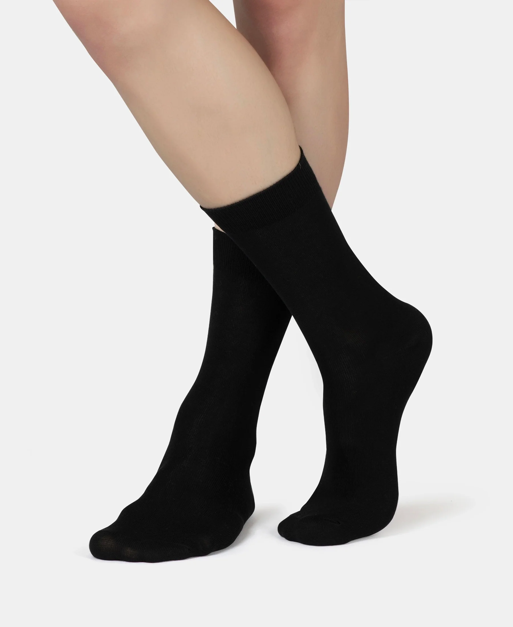 Mercerized Cotton Elastane Stretch Crew Length Socks with StayFresh Treatment - Black & Navy (Pack of 2) - Image 7