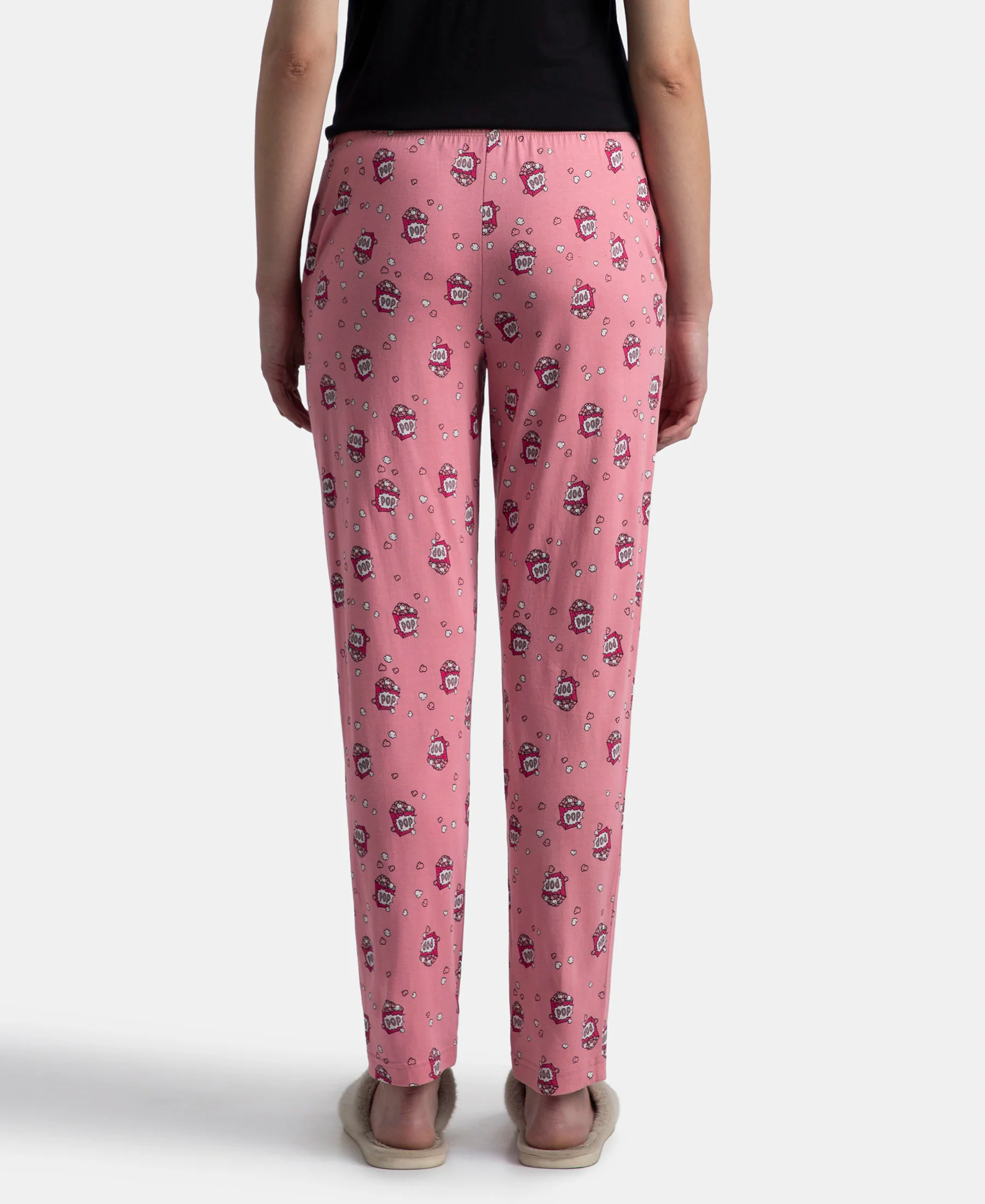 Micro Modal Cotton Relaxed Fit Printed Pyjama with Side Pockets - Cashmere Rose - Image 3