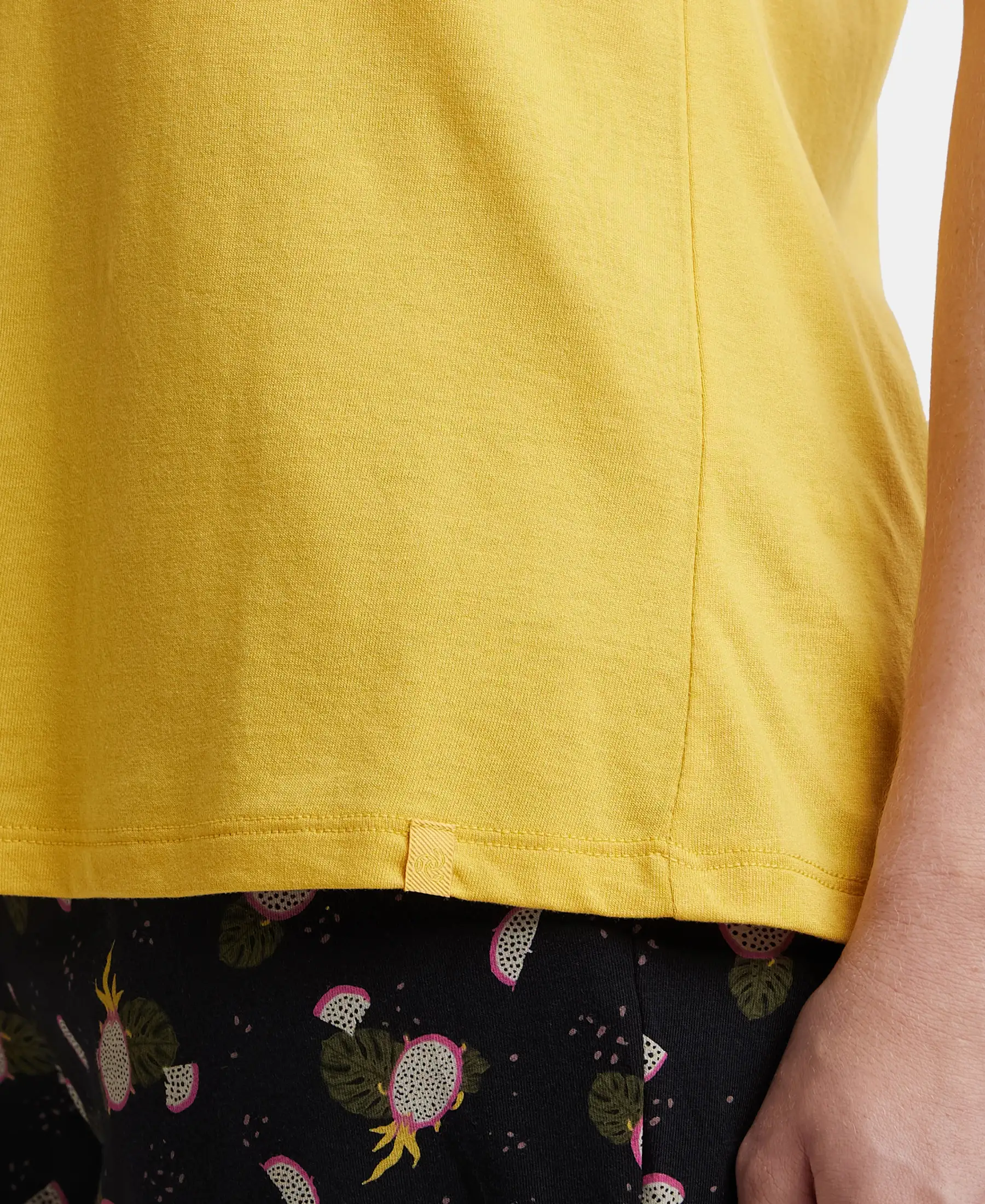 Micro Modal Cotton Relaxed Fit Round neck Half Sleeve T-Shirt - Yolk Yellow - Image 6