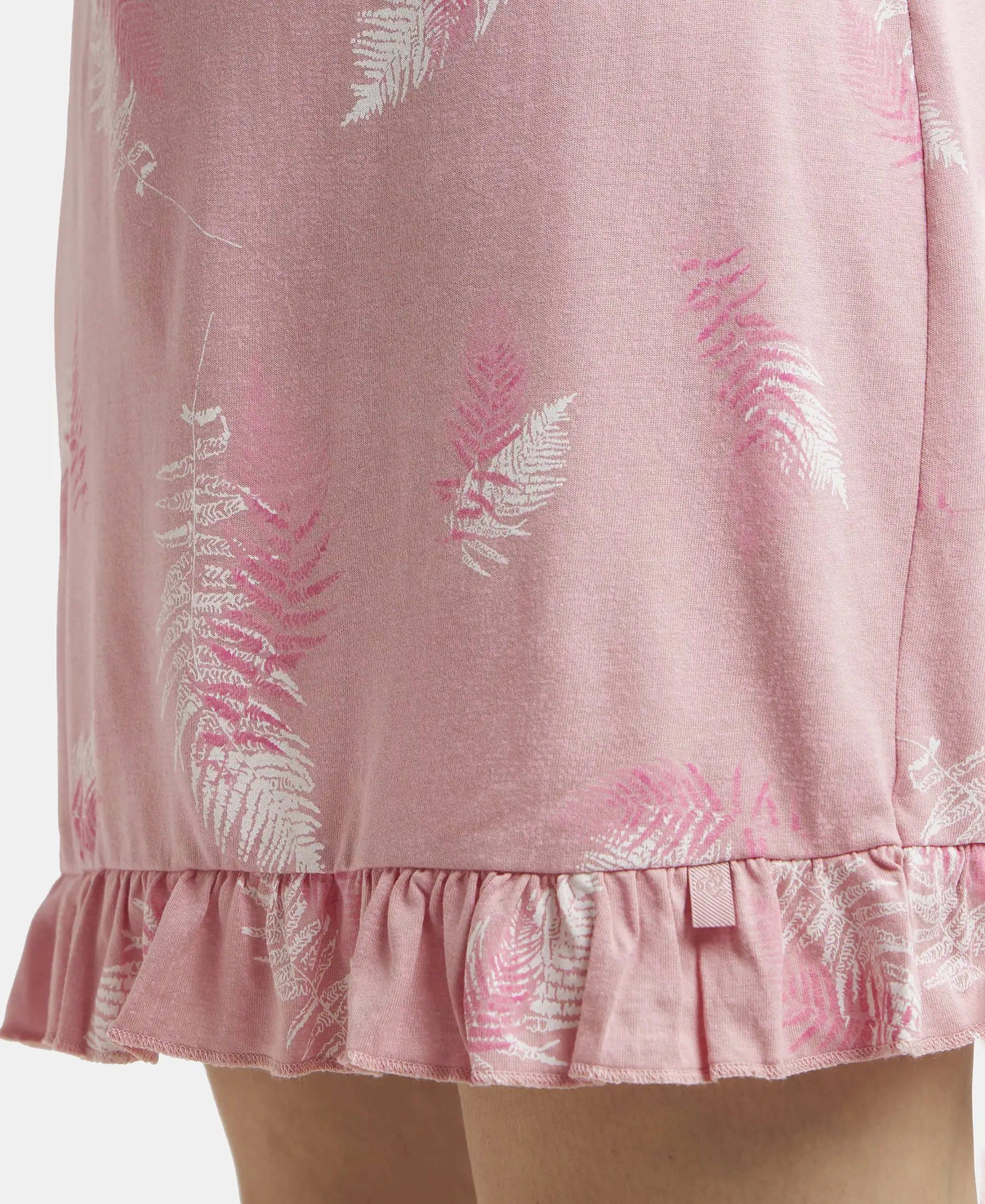 Micro Modal Cotton Ruffled Hem Styled Half Sleeve Printed Sleep Dress - Blush Assorted Prints - Image 8