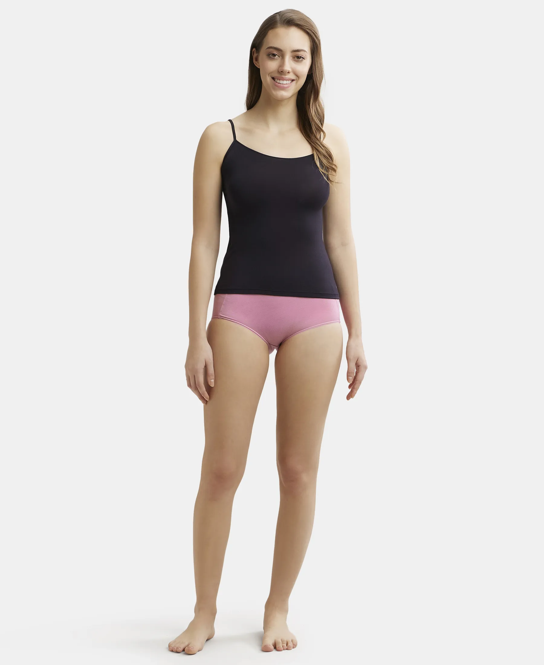Micro Modal Elastane Stretch Camisole with Adjustable Straps and StayFresh Treatment - Black - Image 4