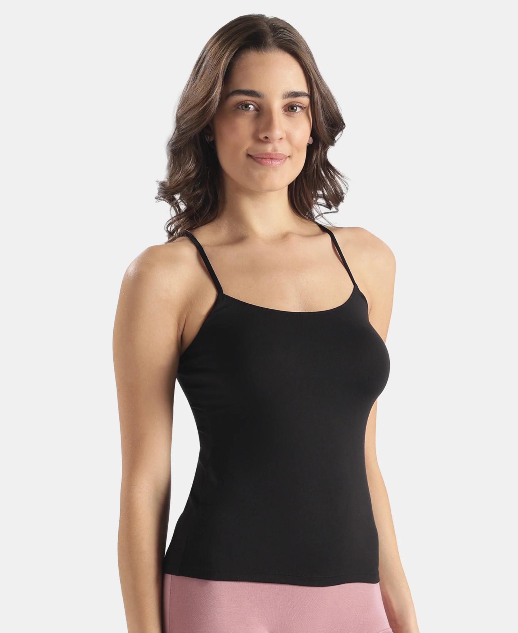 Micro Modal Elastane Stretch Camisole with Adjustable Straps and StayFresh Treatment - Black (Pack of 2) - Image 2