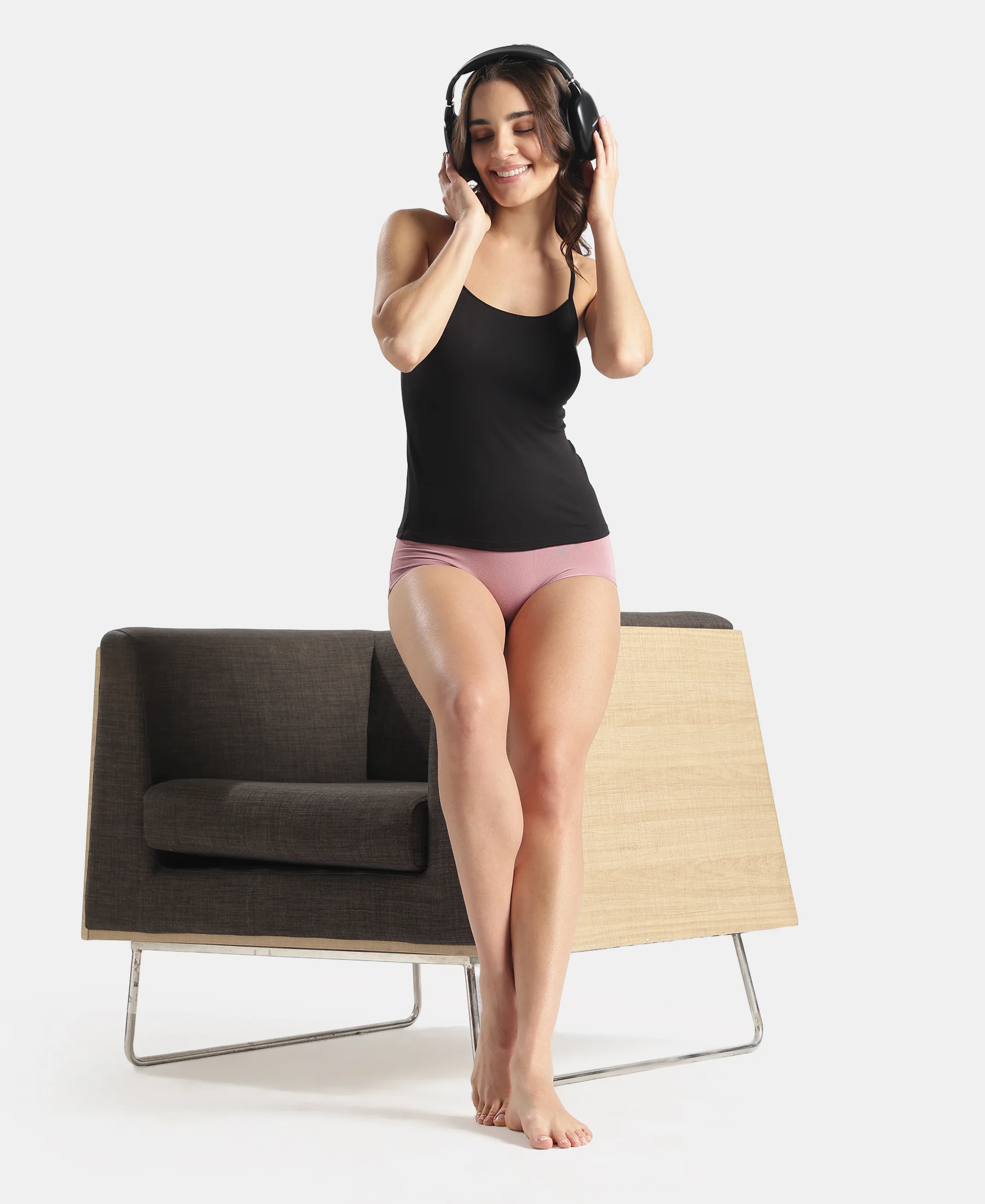 Micro Modal Elastane Stretch Camisole with Adjustable Straps and StayFresh Treatment - Black (Pack of 2) - Image 6