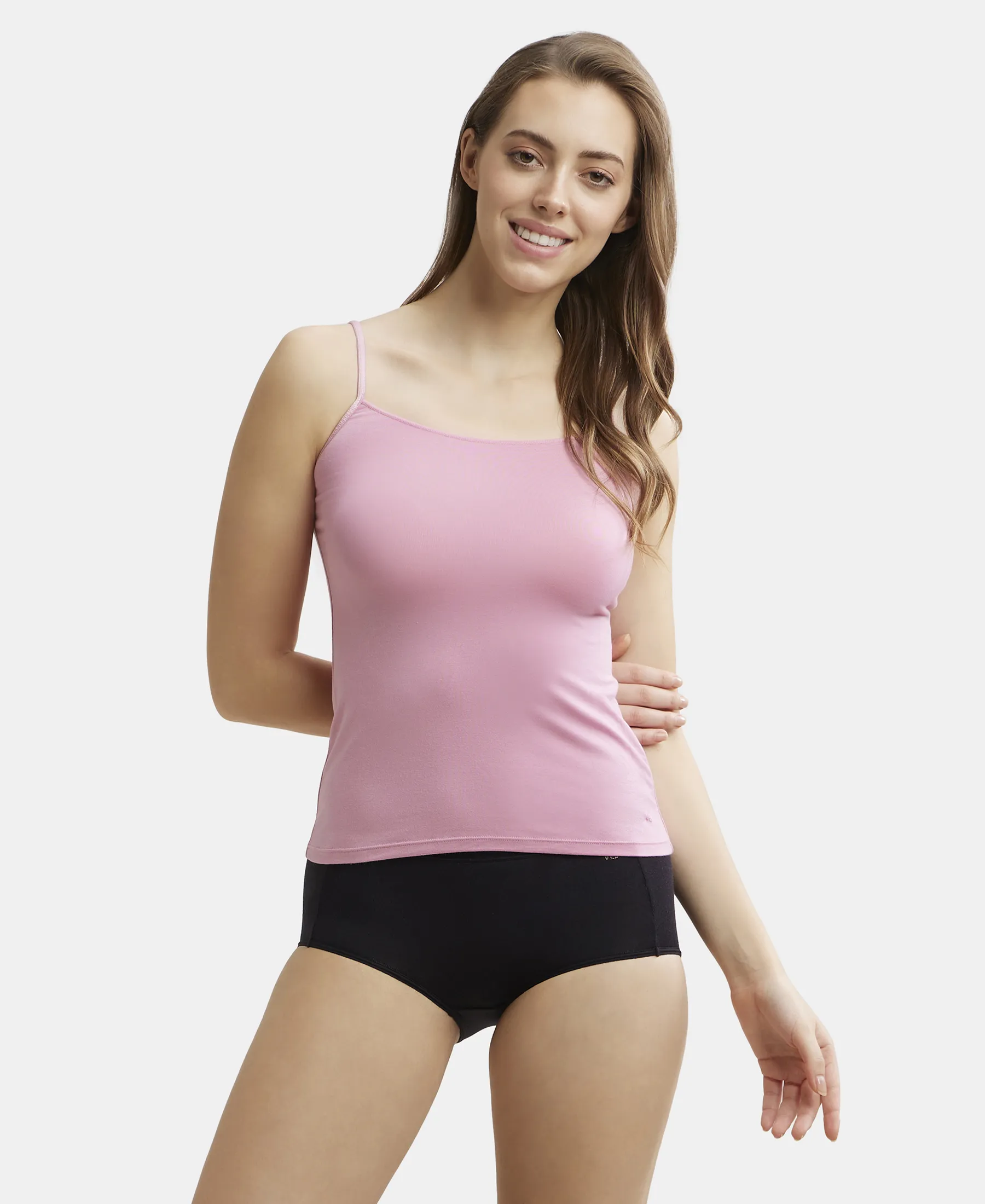 Micro Modal Elastane Stretch Camisole with Adjustable Straps and StayFresh Treatment - Cashmere Rose - Image 5