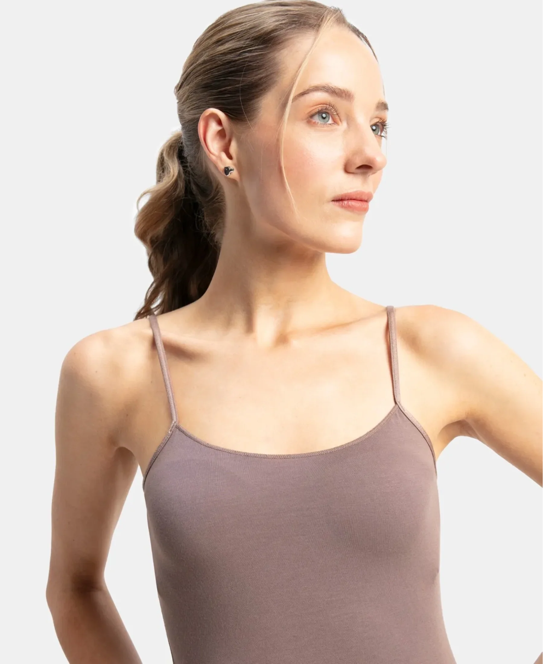 Micro Modal Elastane Stretch Camisole with Adjustable Straps and StayFresh Treatment - Deep Taupe - Image 7